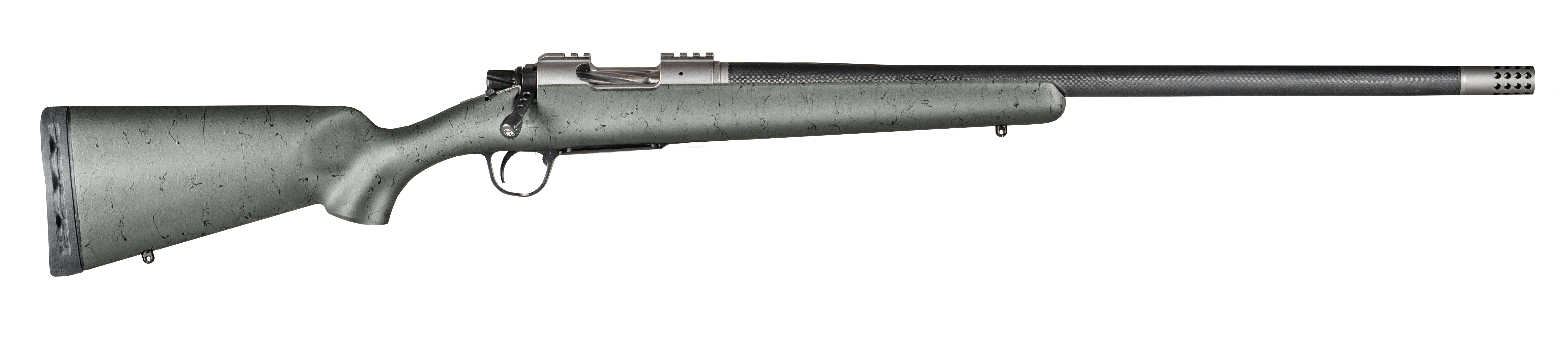Christensen Arms 8010800102 Summit TI  Full Size 6.5 PRC 3+1, 24" Natural Titanium Steel Threaded Barrel, Natural Titanium Aluminum Receiver, Green w/Black Webbing Fixed Sporter Stock
