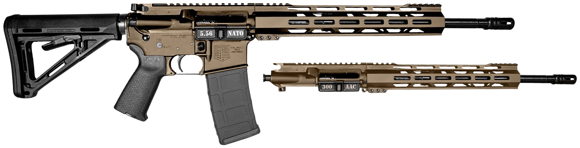 Diamondback DB15 Combo 5.56x45 NATO 300 AAC Blackout 16in 30+1 FDE Carbon