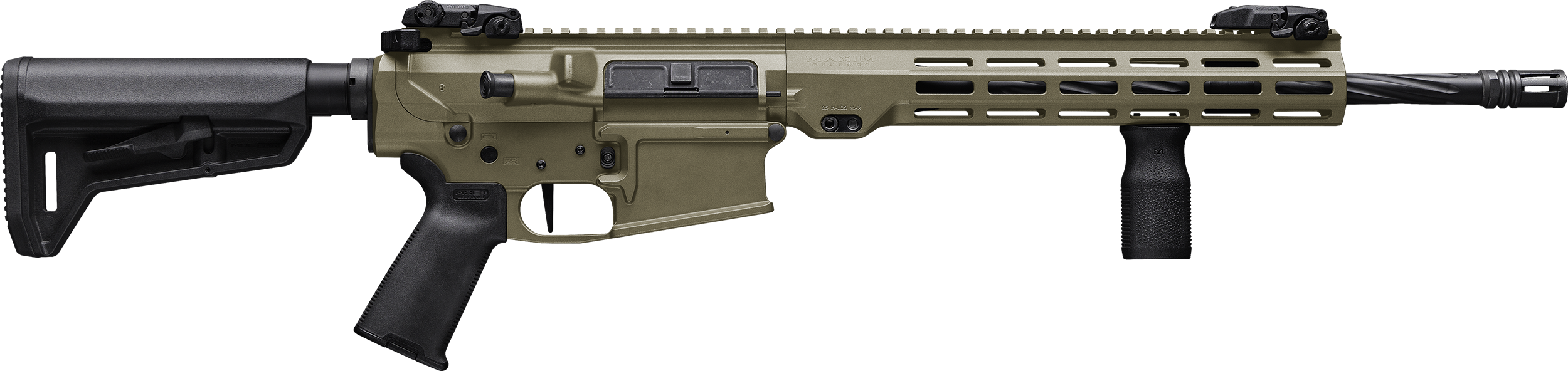Maxim Defense MXM49690 MD10 L 6.5 Creedmoor 20+1 18" Fluted Barrel, FDE Rec/M-LOK Handguard, Black Magpul Furniture, SL-K Stock, MVG Grip, MBUS Sights, Blackout Defense Flat Trigger