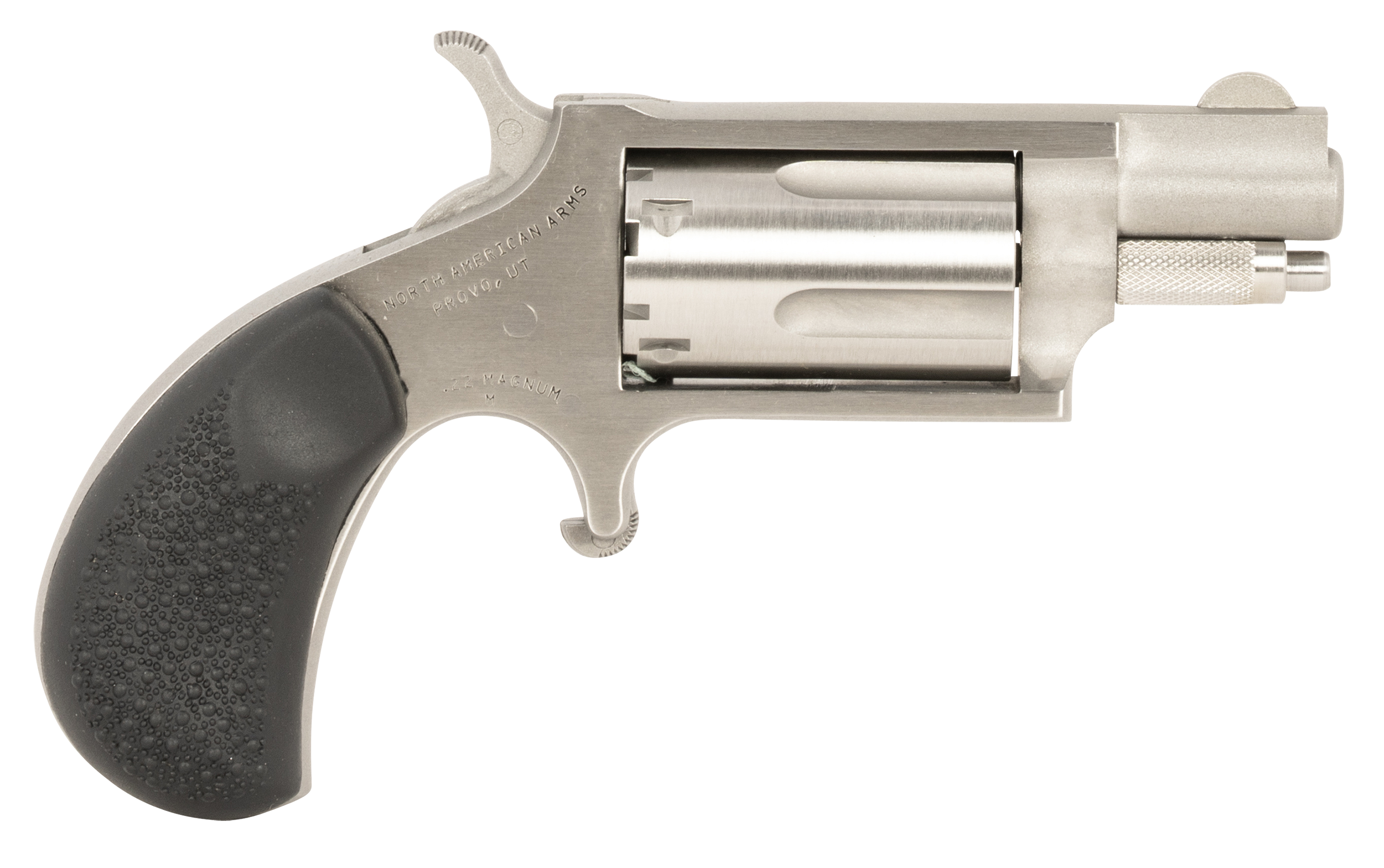 North American Arms 22MSGRCHSS Mini-Revolver Carry Combo 22 WMR 5 Shot 1.13" Barrel, Stainless Steel Barrel/Cylinder/Frame, Black Rubber Grip, Includes Exclusive Holster Package
