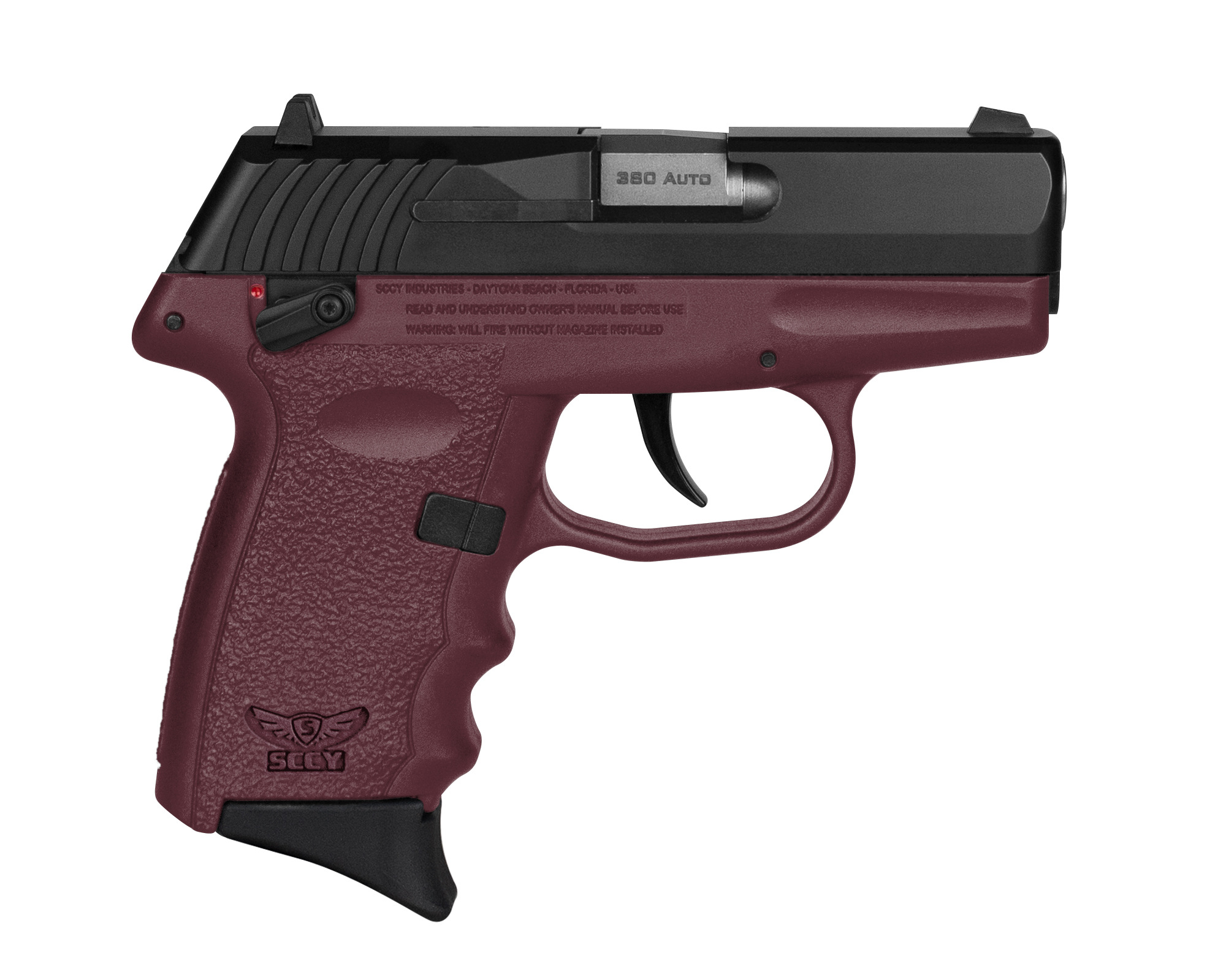 SCCY Industries CPX-4CBCR CPX-4  380 ACP 10+1 2.96" Crimson Red Polymer Serrated Black Nitride SS Slide Finger Grooved Crimson Red Polymer Grip