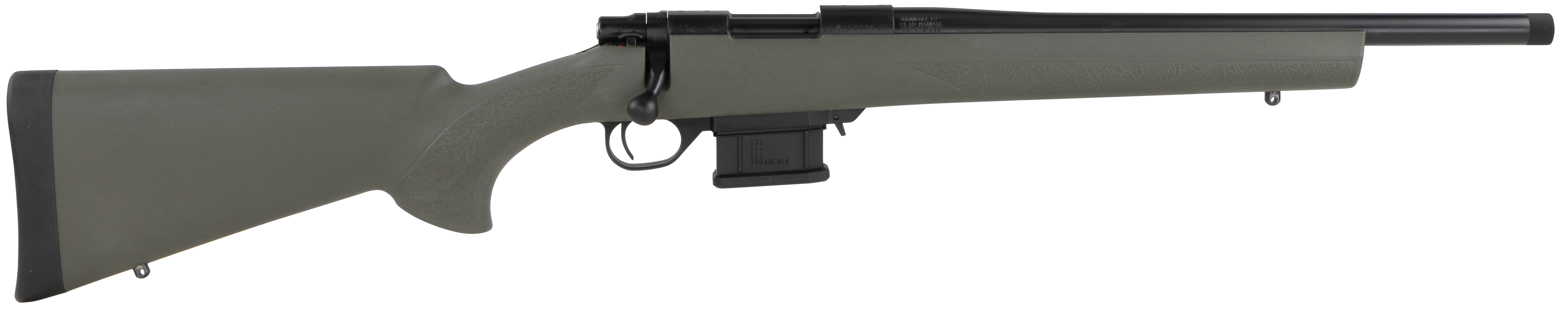 Howa HMA70363 M1500 Mini Action 300 Blackout Caliber with 10+1 Capacity, 16" Threaded Barrel, Black Metal Finish & OD Green Fixed HTI Pillar-Bedded Stock (Full Size)