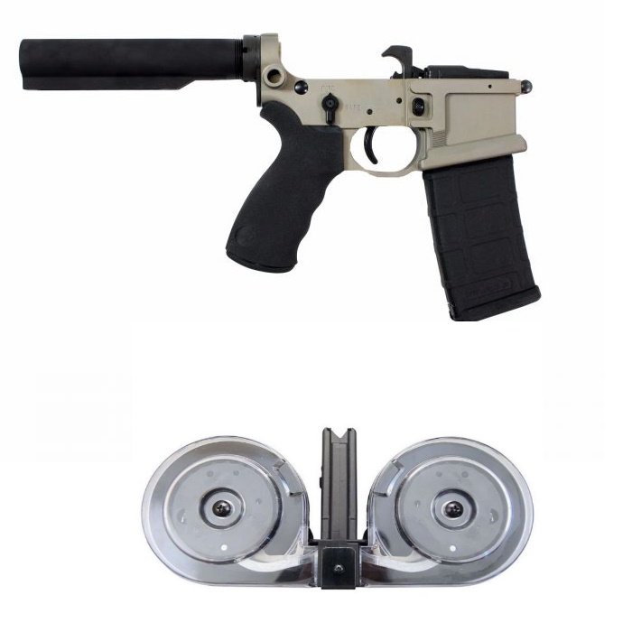 Franklin Armory BFSIII Equipped LIBERTAS BLR Complete AR15 Lower Receiver - Desert Smoke | Installed BSFIII Trigger | Carbine Length Buffer Tube & RWB AR-15 .223/5.56 Dual Drum Magazine - Black | 100rd Bundle