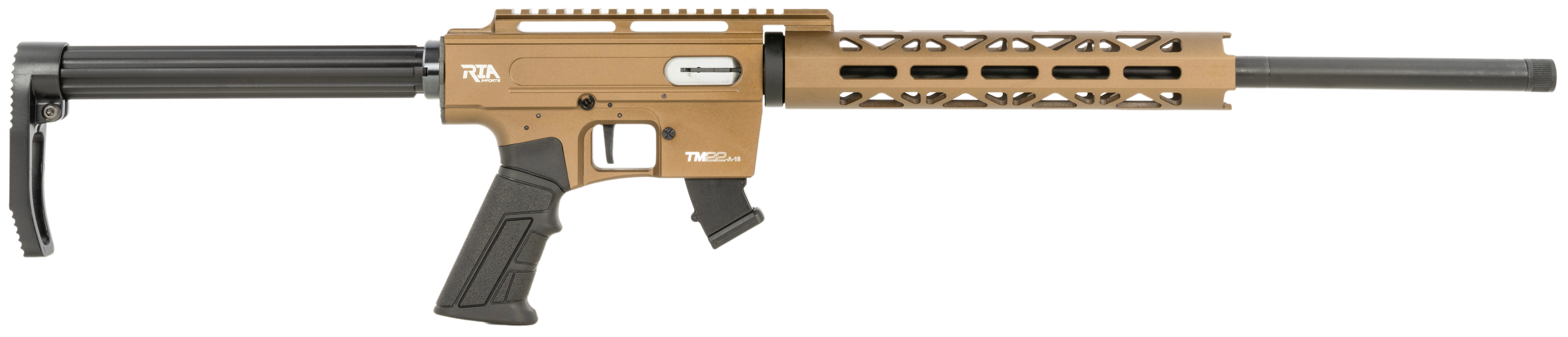 Armscor TM22 RIA Exclusive, 22 Long Rifle, 18in. Barrel, 10rd, MLOK Handguard & Fixed Stock - Bronze (NPN: TM2218BURNT)