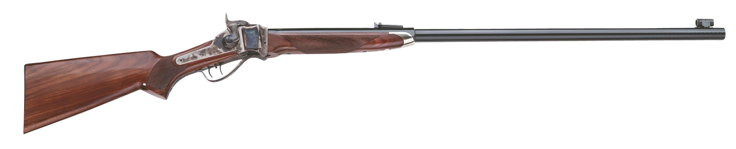 Taylors & Company 210144 1874 Sharps Long Range 45-70 Gov 1rd 34" Black Half Octagonal Barrel, Color Case Hardened Rec, Fixed Walnut Checkered Stock