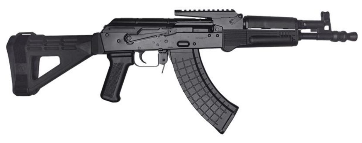 Pioneer Arms Polish Hellpup Elite AK-47 Pistol - Black | 7.62x39 | 11.73" Barrel | Built In Optic Rail | SBM47 Brace