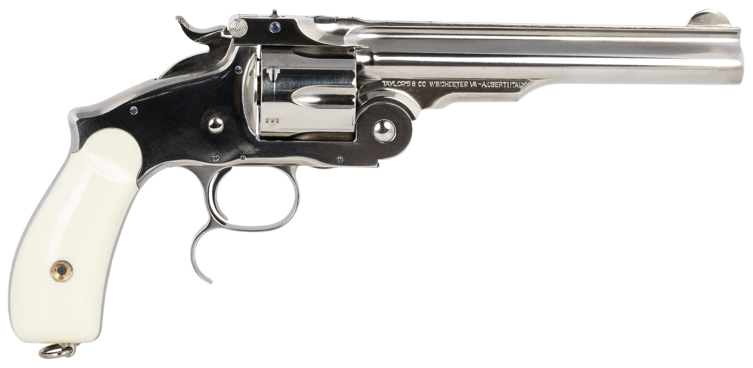 Taylors & Company 550692 Russian  45 Colt (LC) Caliber with 6.50"  Barrel, 6rd Capacity Cylinder, Overall Nickel-Plated Finish Steel  & Ivory Synthetic Grip