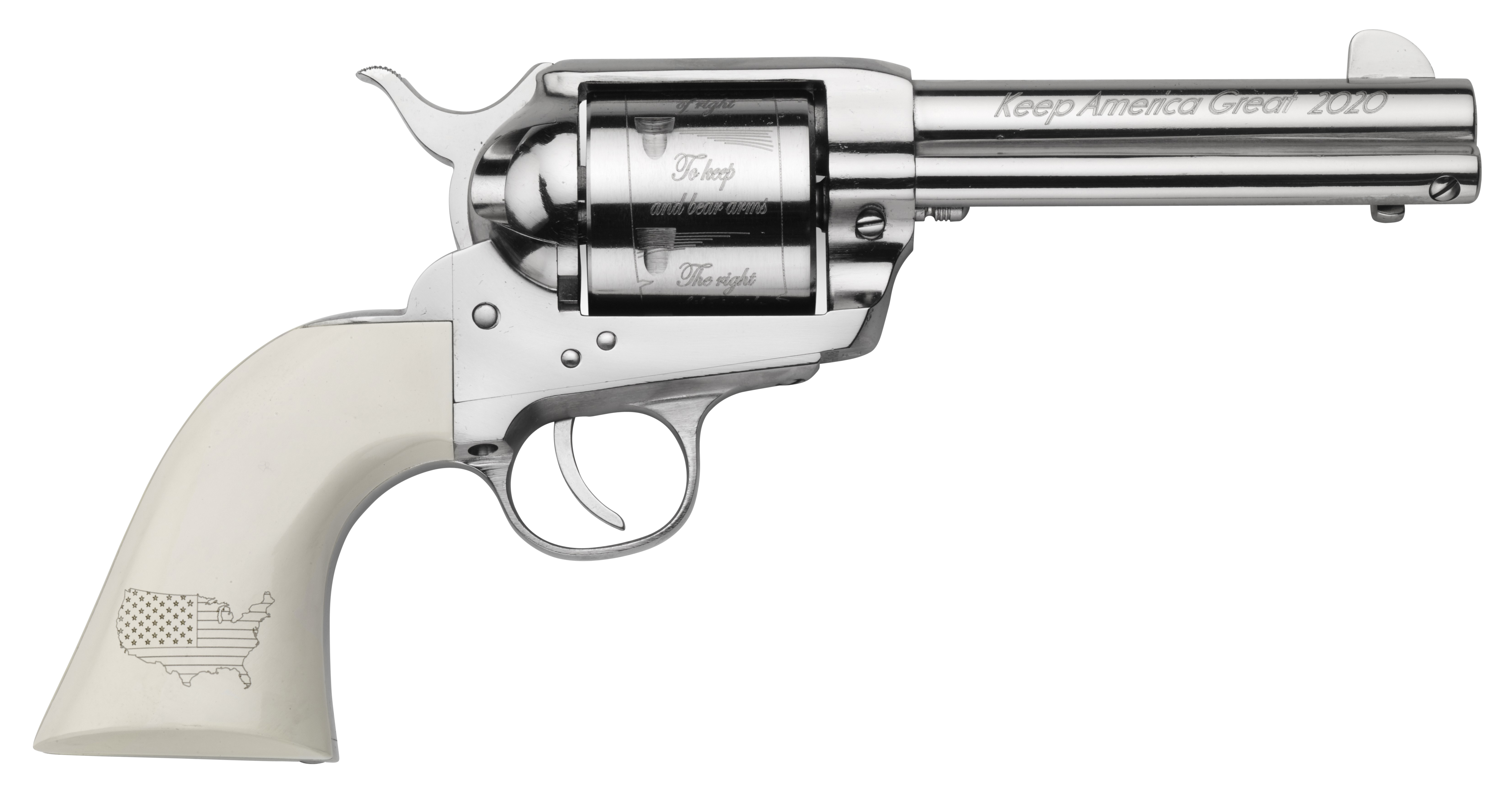 Pietta SA73131DTCYF 1873 Trump Sports South Exclusive 45 Colt (Long Colt) 6rd 4.75" Nickel Engraved Barrel & Cylinder, Steel Frame, Ivory Grip, Exposed Hammer