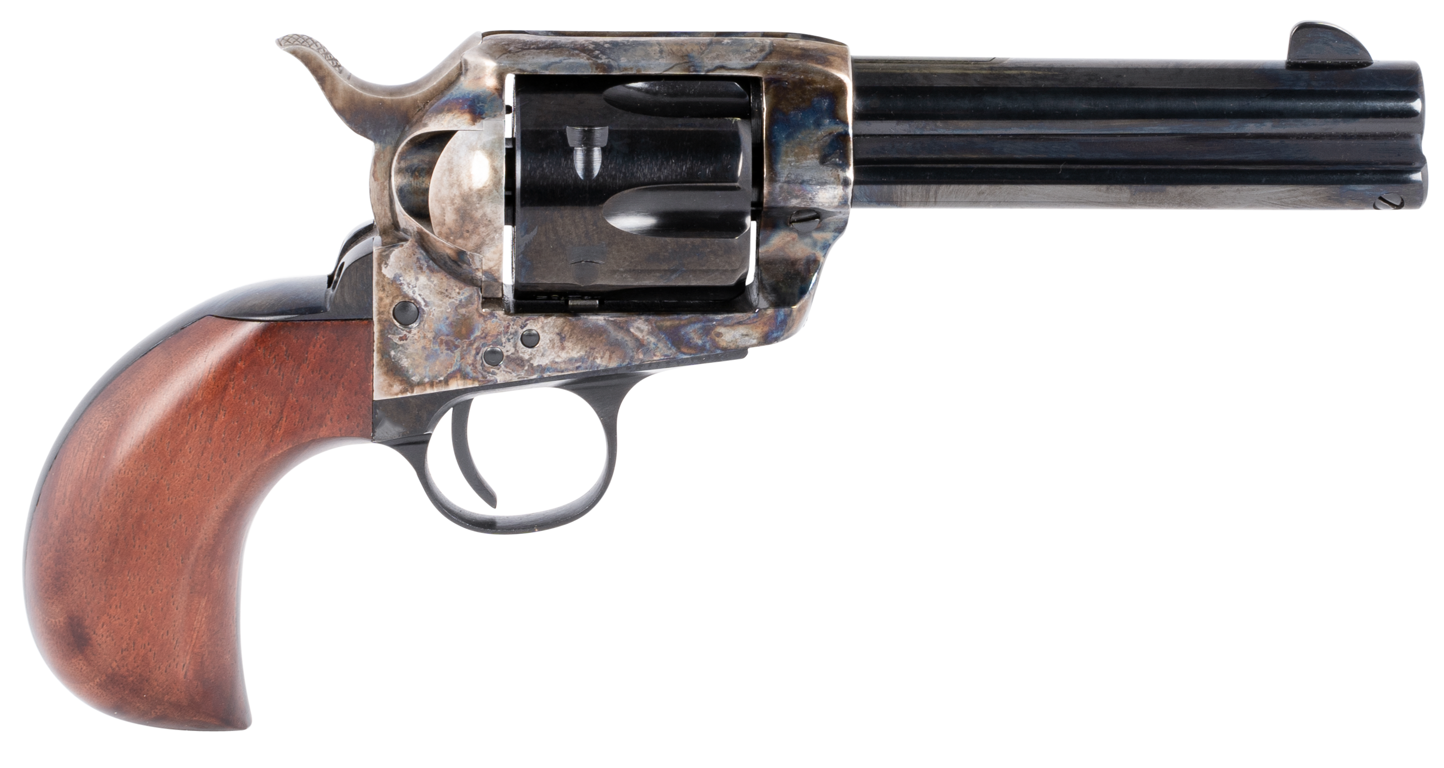 Taylors & Company 200069 1873 Cattleman 357 Mag Caliber with 4.75" Blued Finish Barrel, 6rd Capacity Blued Finish Cylinder, Color Case Hardened Finish Steel Frame & Birdshead Walnut Grip