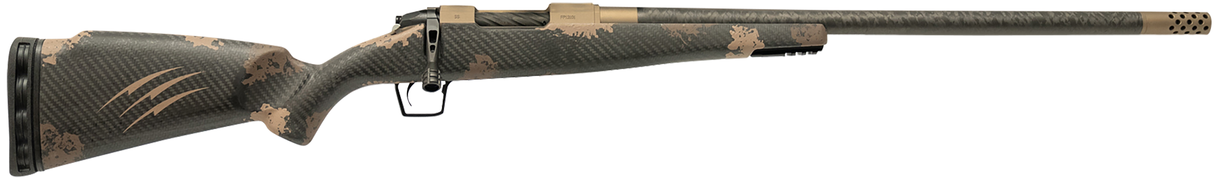 Fierce Firearms ROG65PRC20BRS Carbon Rogue  Full Size 6.5 PRC 3+1 20" Hand Lapped/Match Grade Threaded Barrel, Smoked Bronze Cerakote Steel Receiver, Sonora Ambush Camo Fierce Rogue Carbon Fiber Stock