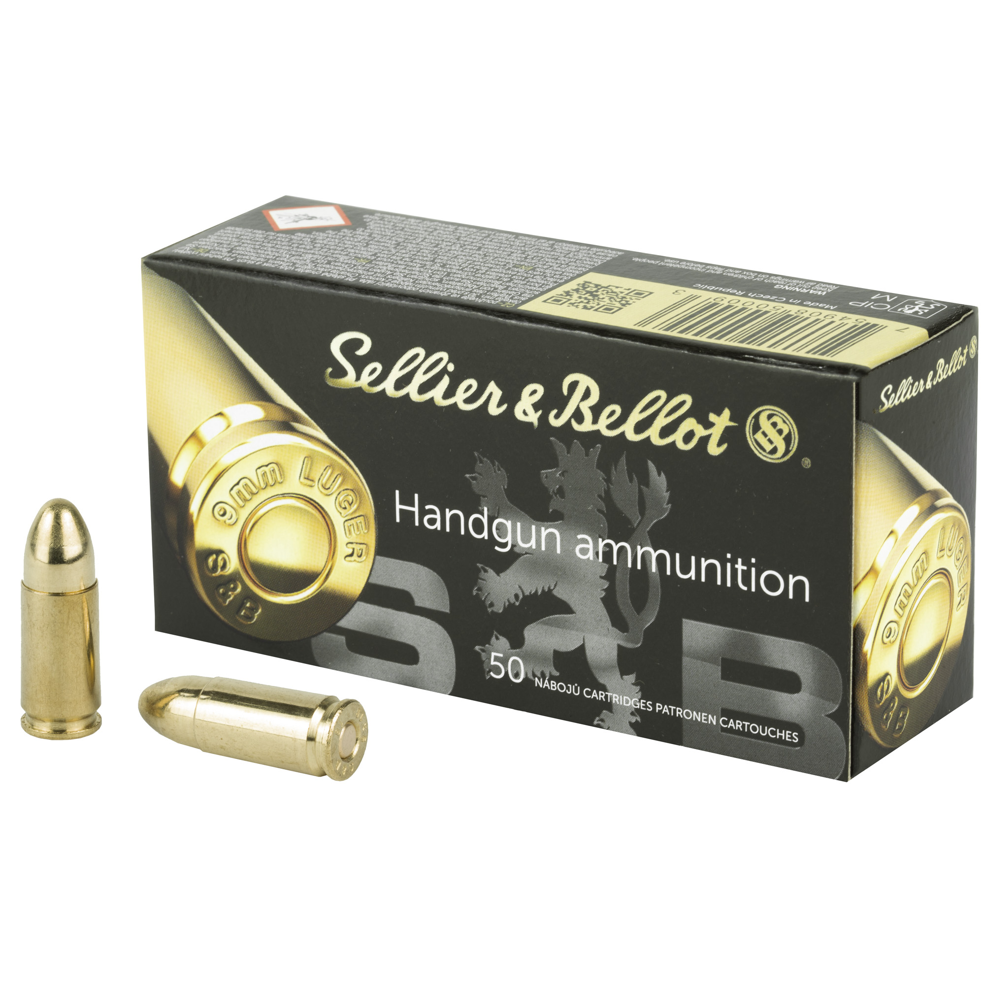 Sellier and Bellot Pistol Ammo 9mm Luger Full Metal Jacket 124 Grain 50 Rounds