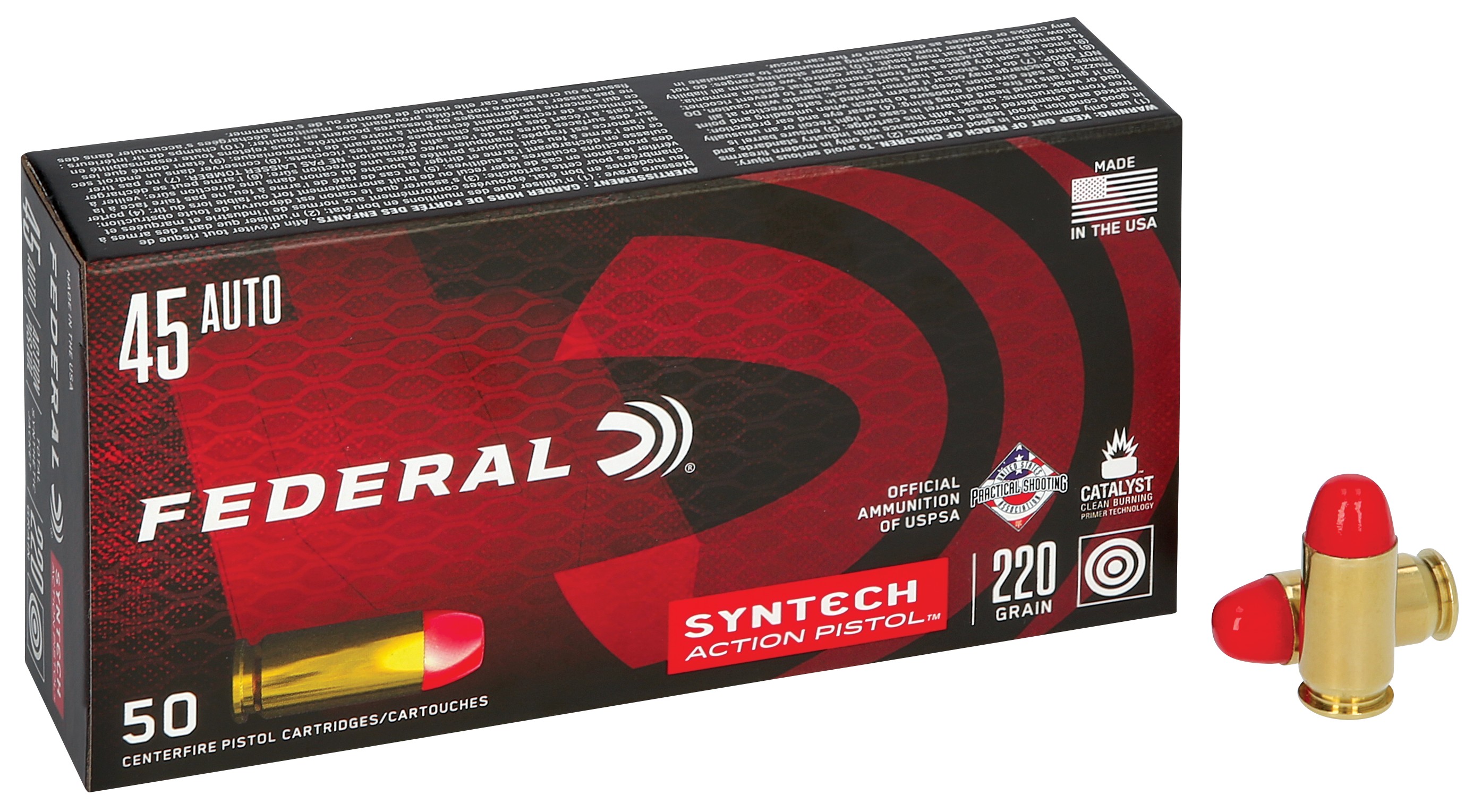 Federal Syntech Range 45 ACP Total Synthetic Jacket 220 Grain 50 Rounds