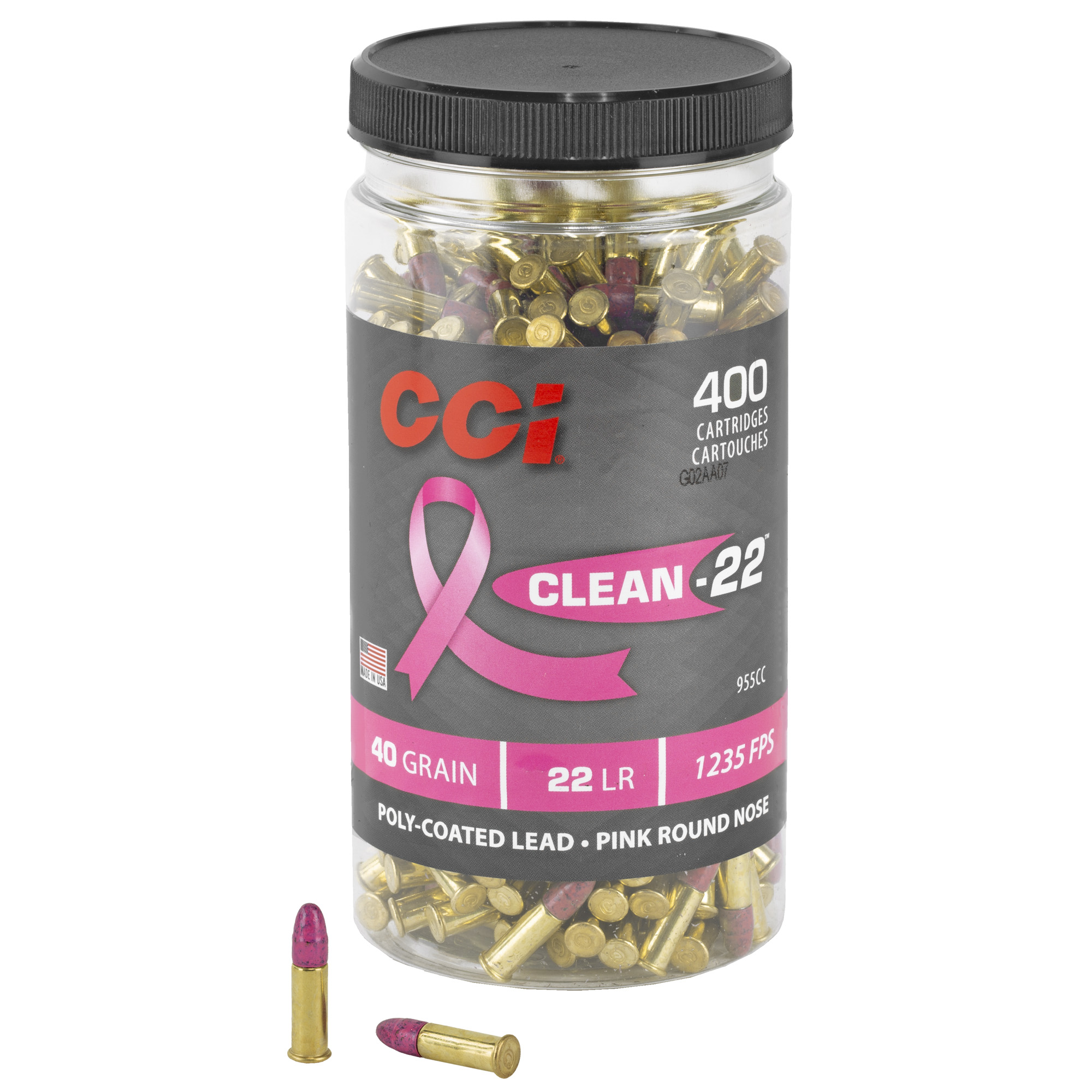 CCI Clean22 Rimfire Ammo 22 Long Rifle Pink Lead Round Nose 40 Grain 400 Rounds