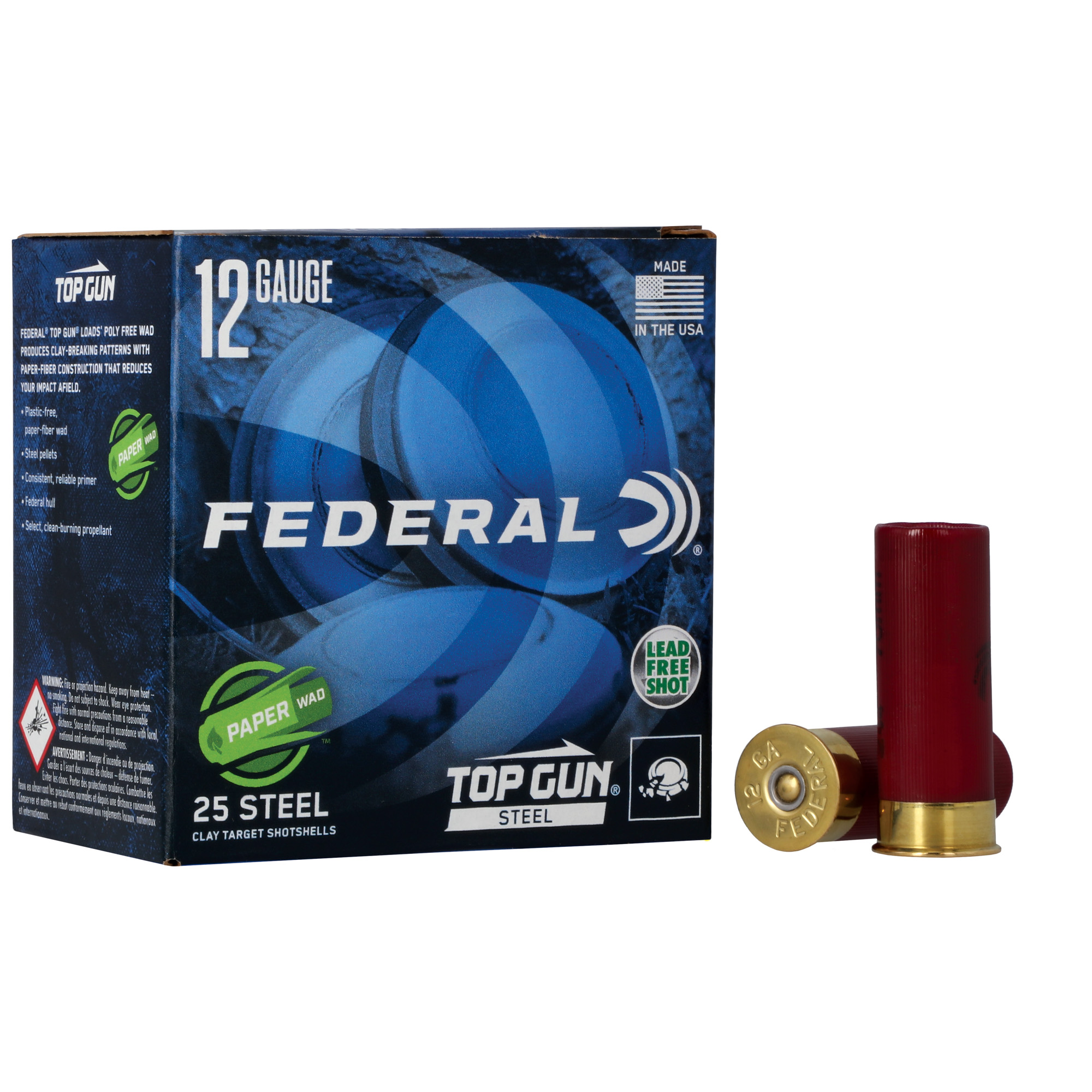 Federal Top Gun 12 Gauge Paper Wad Shotgun Ammo 1 1/8 Ounce 7.5 Shot 25 Rounds