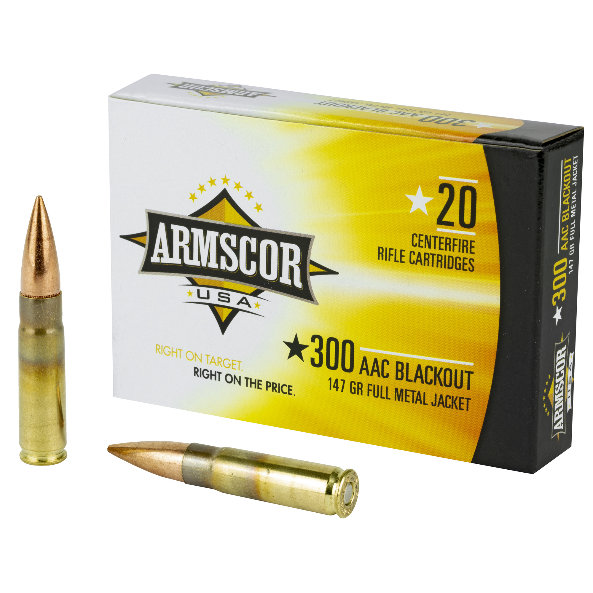 Armscor Range Rifle Ammo 300 AAC Blackout Full Metal Jacket 147 Grain 20 Rounds
