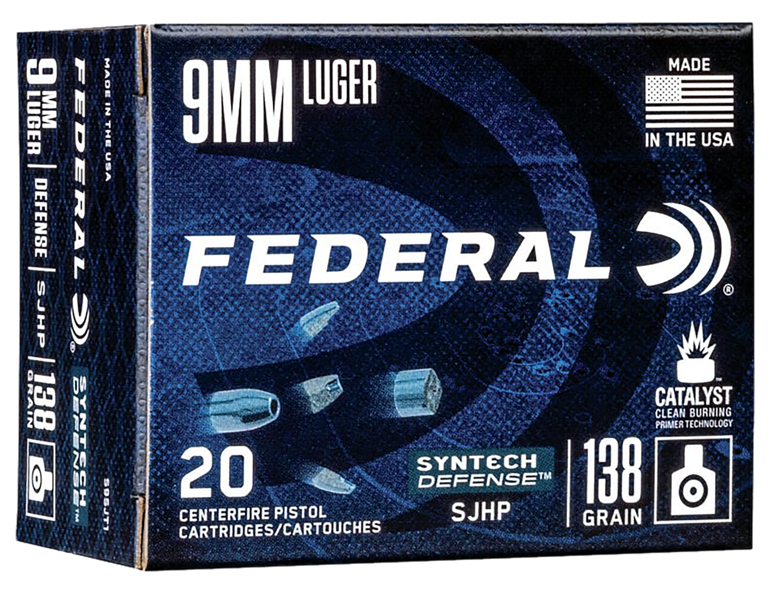 Federal Syntech Defense 9mm Luger Semi-Jacketed Hollow Point 138 Grain 20 Rounds