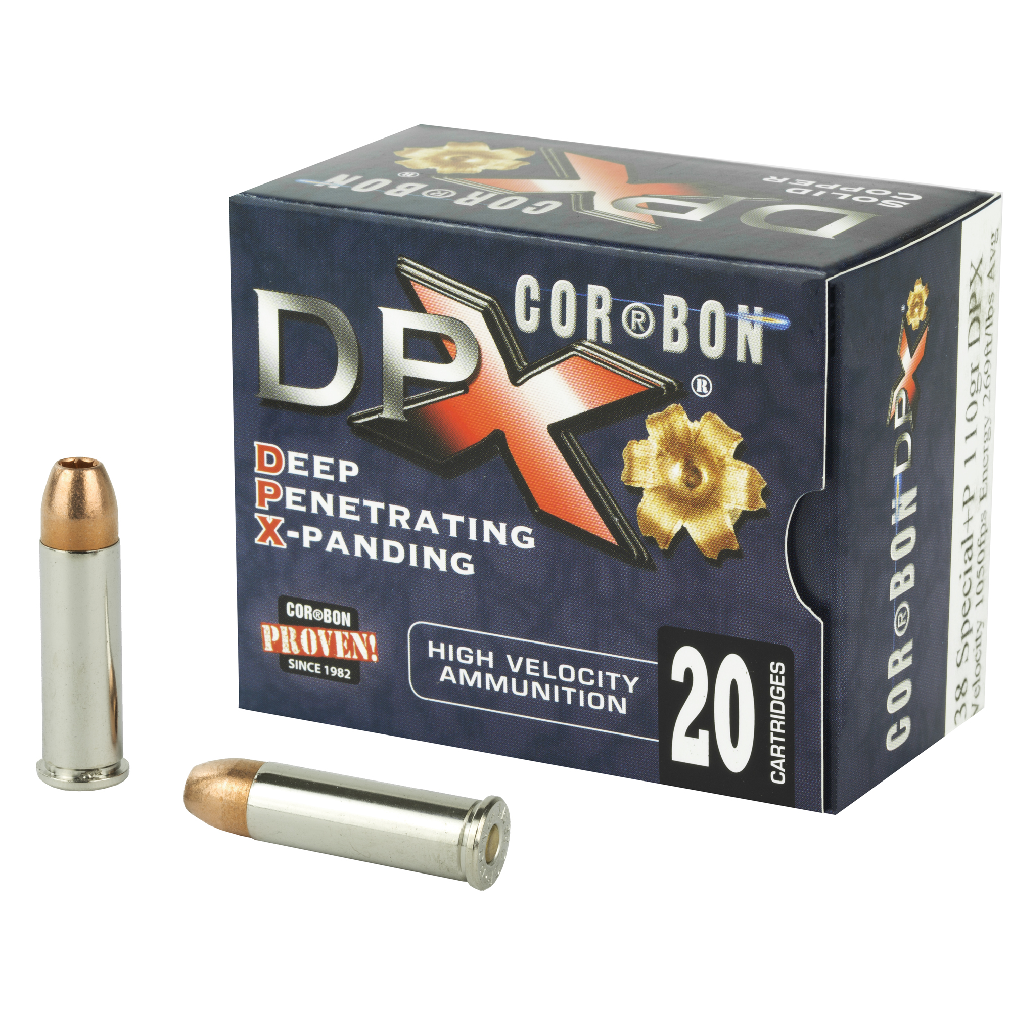 COR-BON Handgun Ammunition .38 Spl (+P) 110 gr DPX 1050 fps 20/box