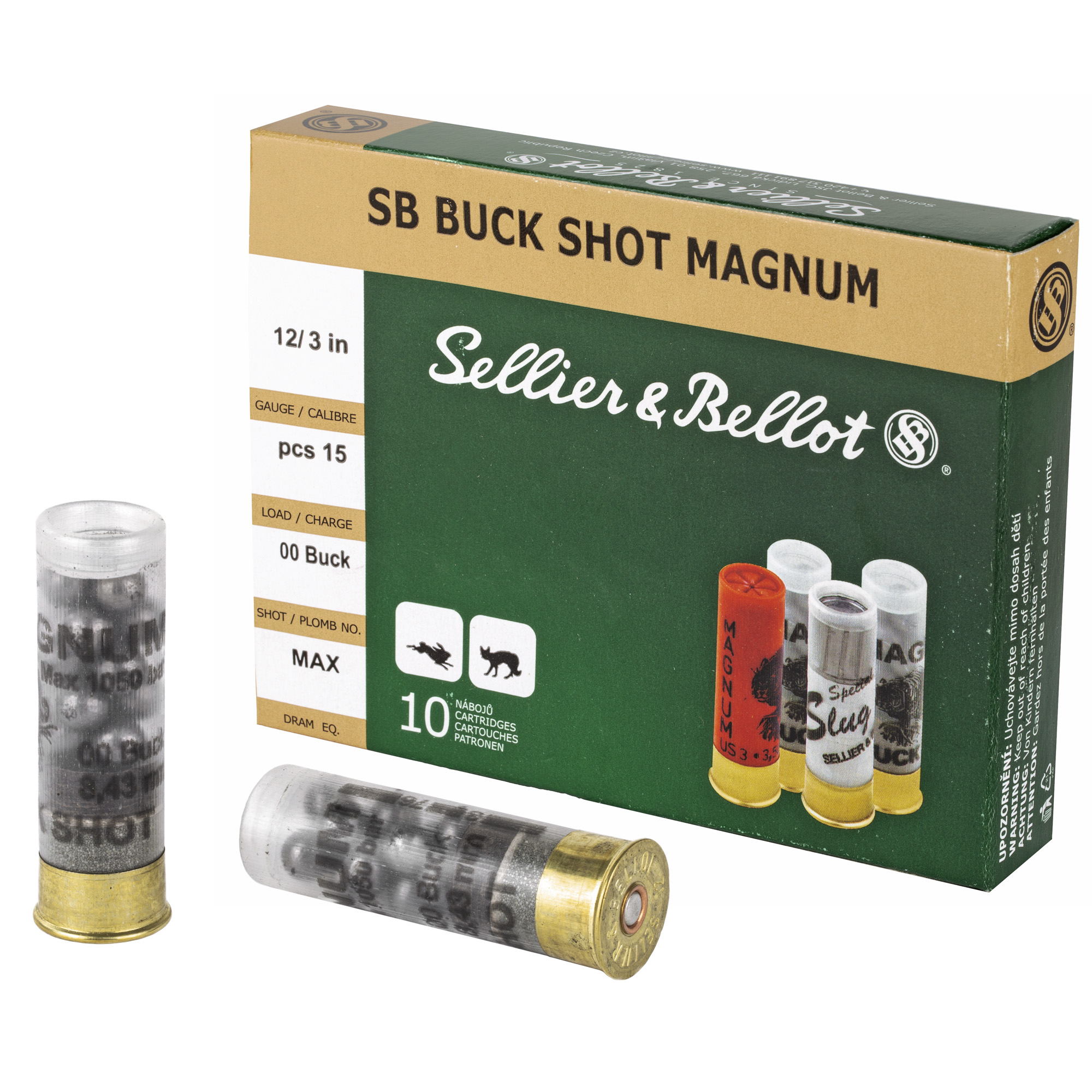 Sellier & Bellot Buckshot Loads 12 Gauge #00 Buckshot 1 7/8 Ounce 10 Rounds