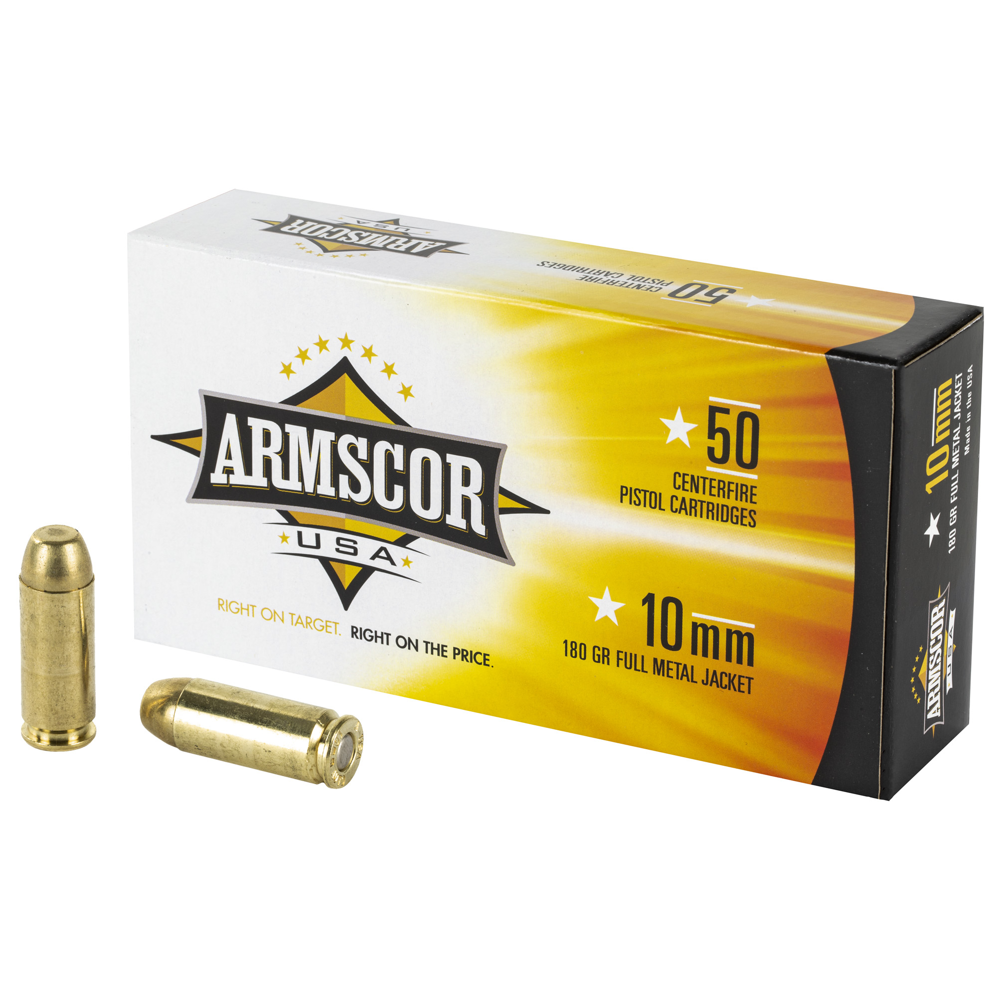 Armscor 10mm Pistol Ammo - 180 Grain | Full Metal Jacket | 50rd Box