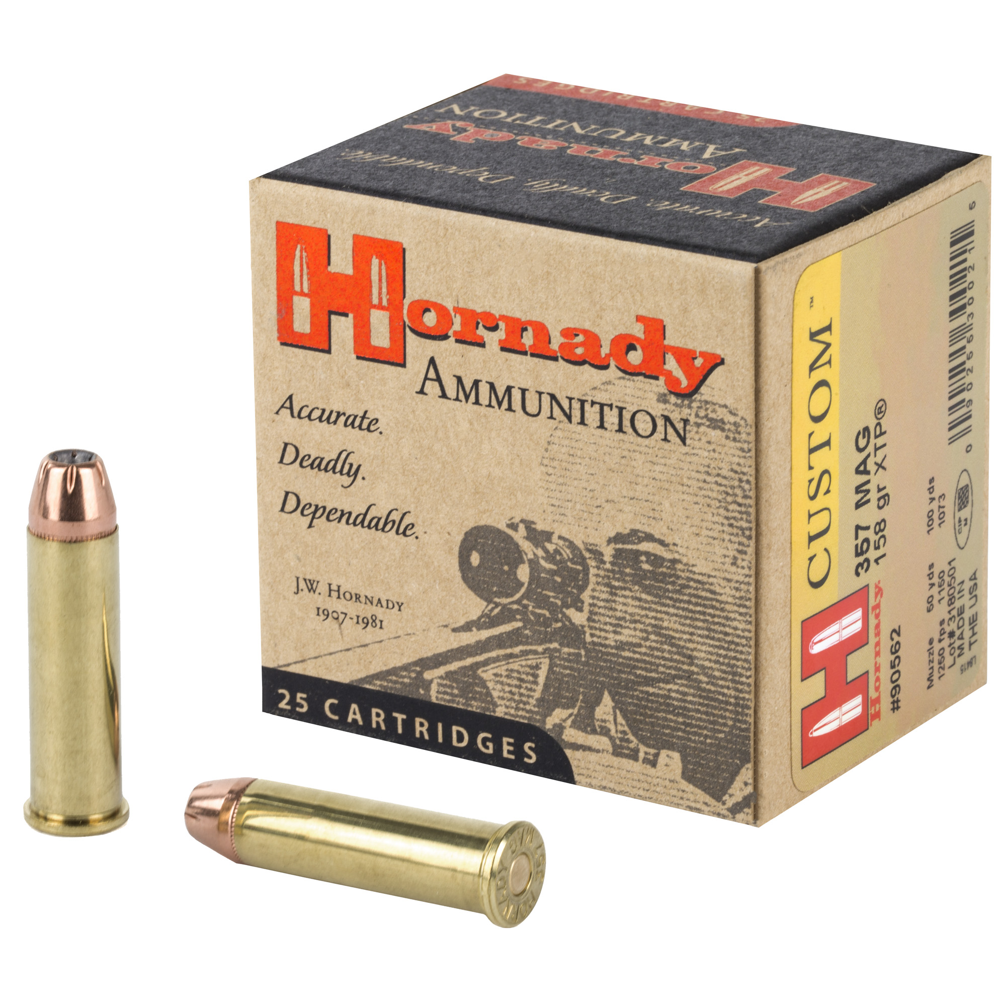 Hornady Custom Pistol Ammo 357 Mag 158 gr. XTP Jacket Hollow Point 25 rd.