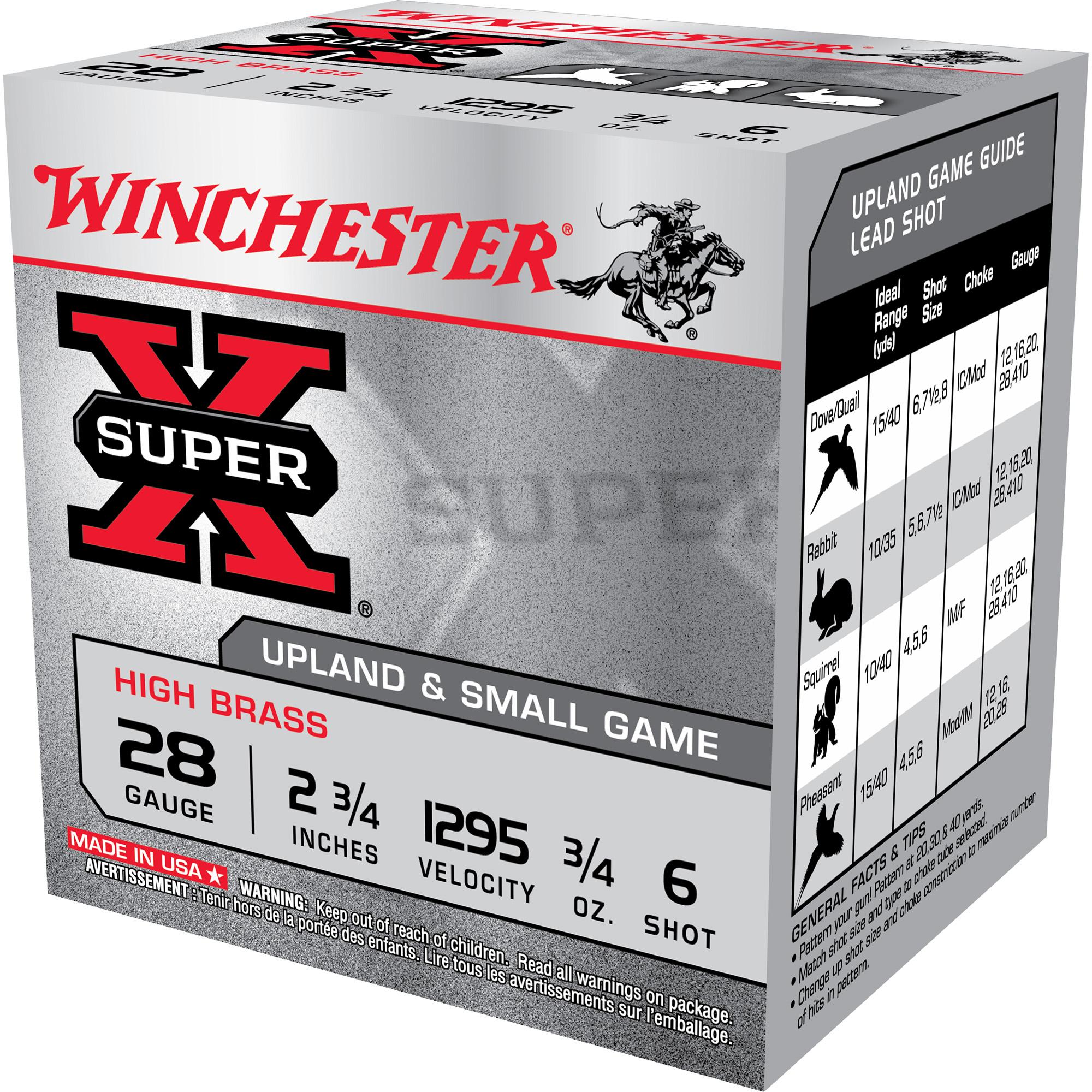 Winchester Super-X 28 Gauge High Brass Game Load 3/4 Ounce 6 Shot 25 Rounds