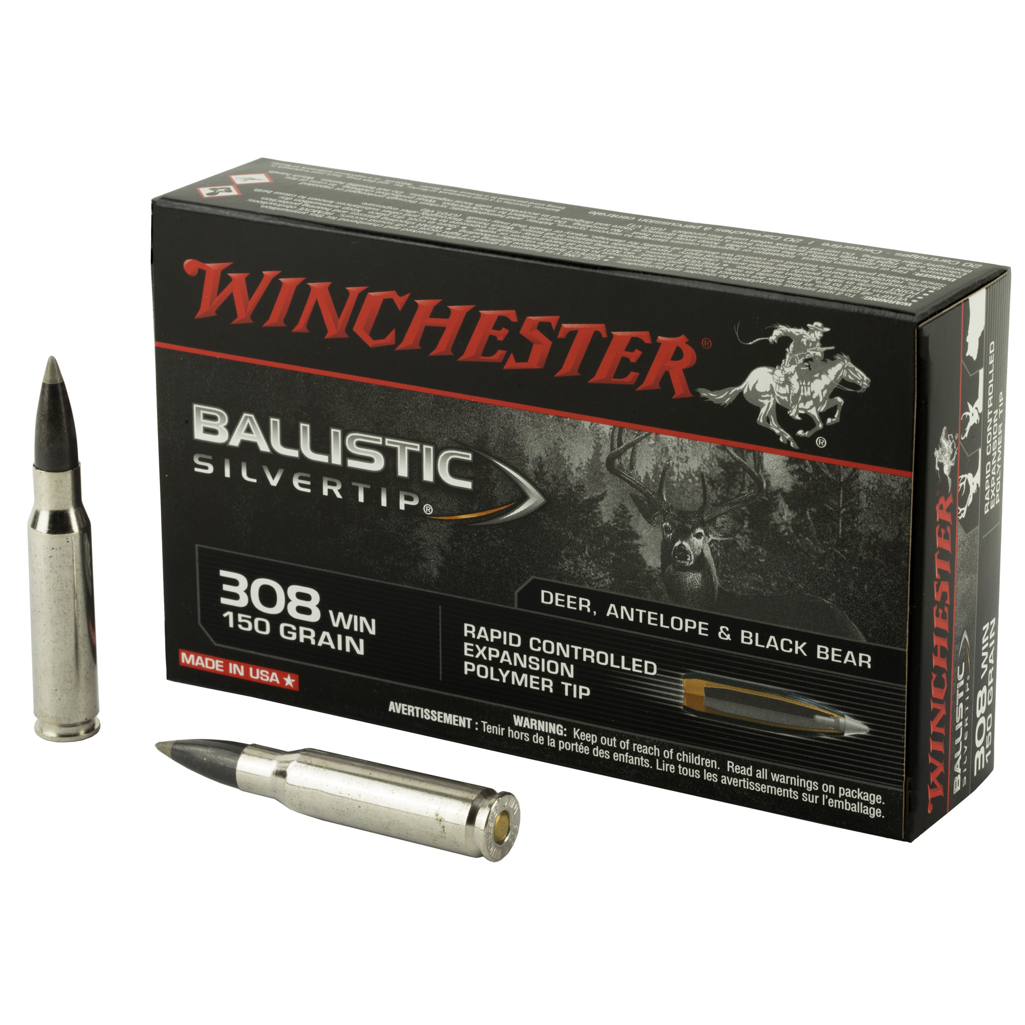 Winchester Ballistic Silvertip 308 Winchester Polymer Tip 150 Grain 20 Rounds