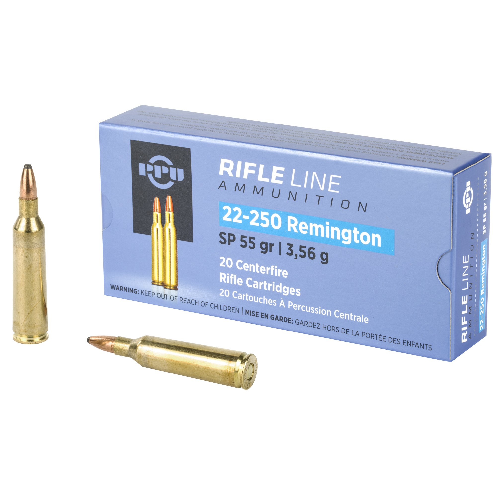 Prvi Partizan Standard Rifle 22-250 Remington Soft Point 55 Grain 20 Rounds