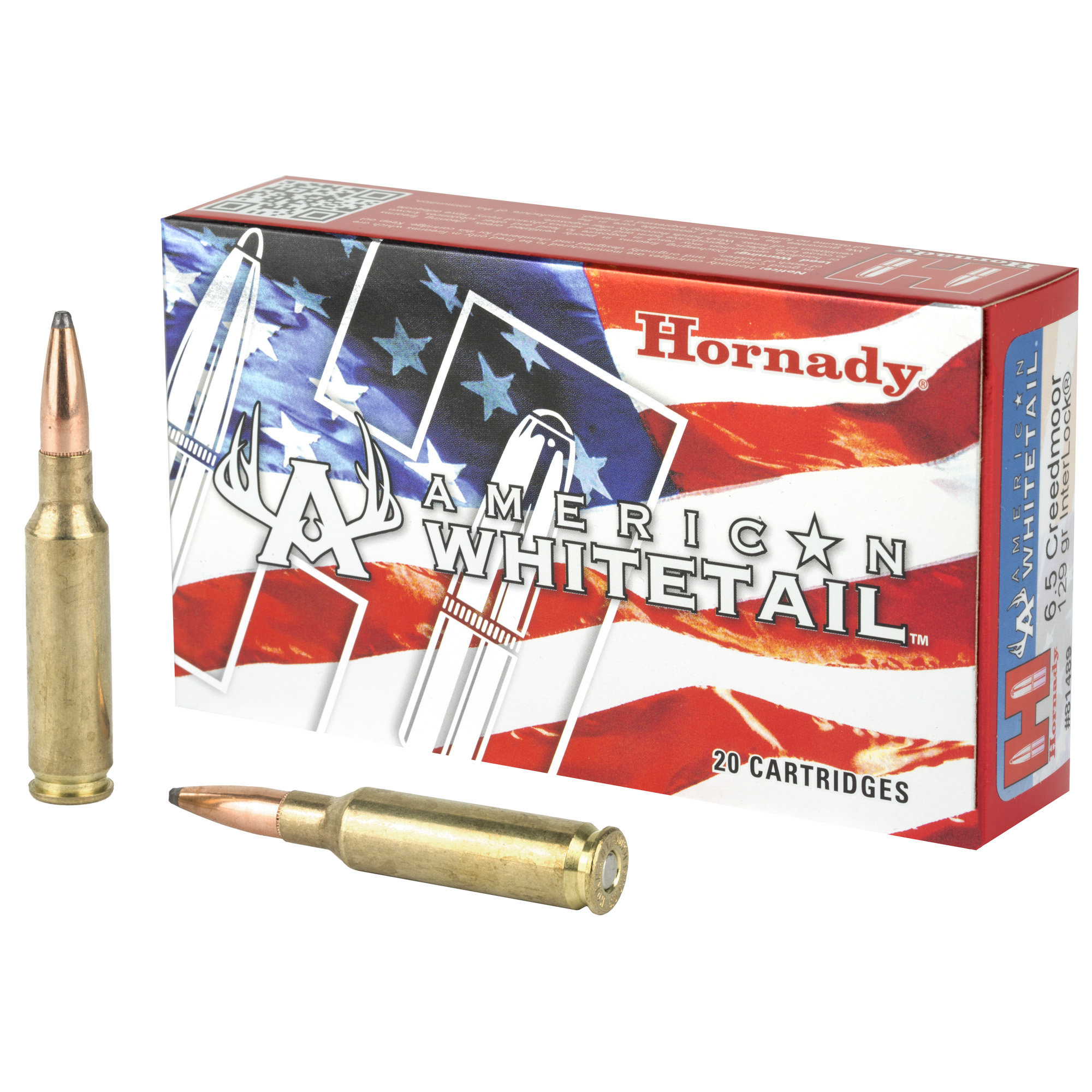 Hornady American Whitetail Rifle Ammo 6.5 Creedmoor 129 gr. InterLock Spire Point 20 rd.