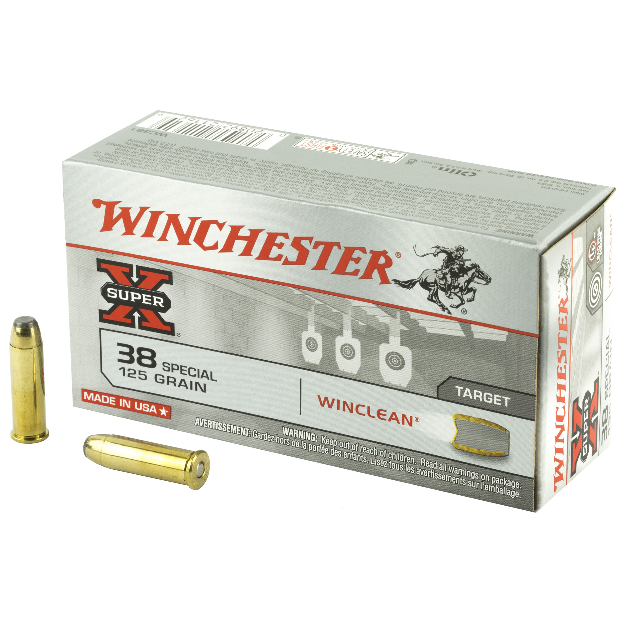 Winchester Super X 38 Special Winclean Brass Enclosed Base 125 Grain 50 Rounds