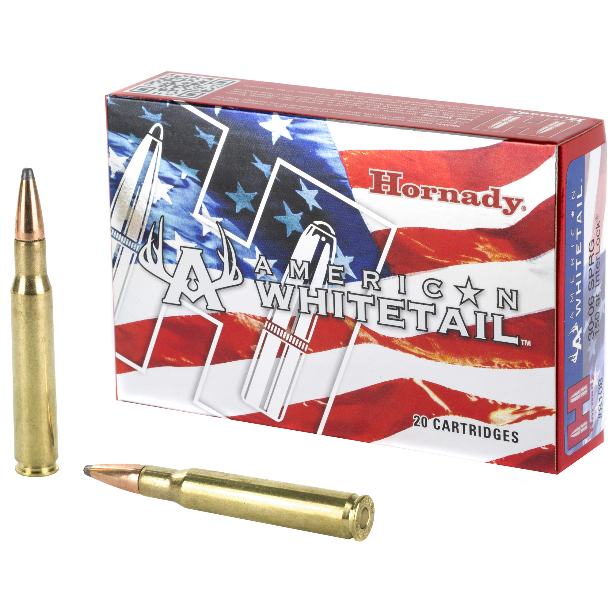 Hornady American Whitetail Rifle Ammo 30-06 Springfield 150 gr. InterLock SP 20 rd.