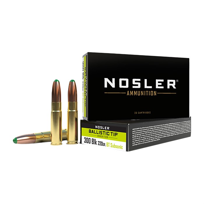 Nosler, Suppressor Ready, 300 Aac Blackout, Ballistic Tip, 220 Grain, 20 Rounds