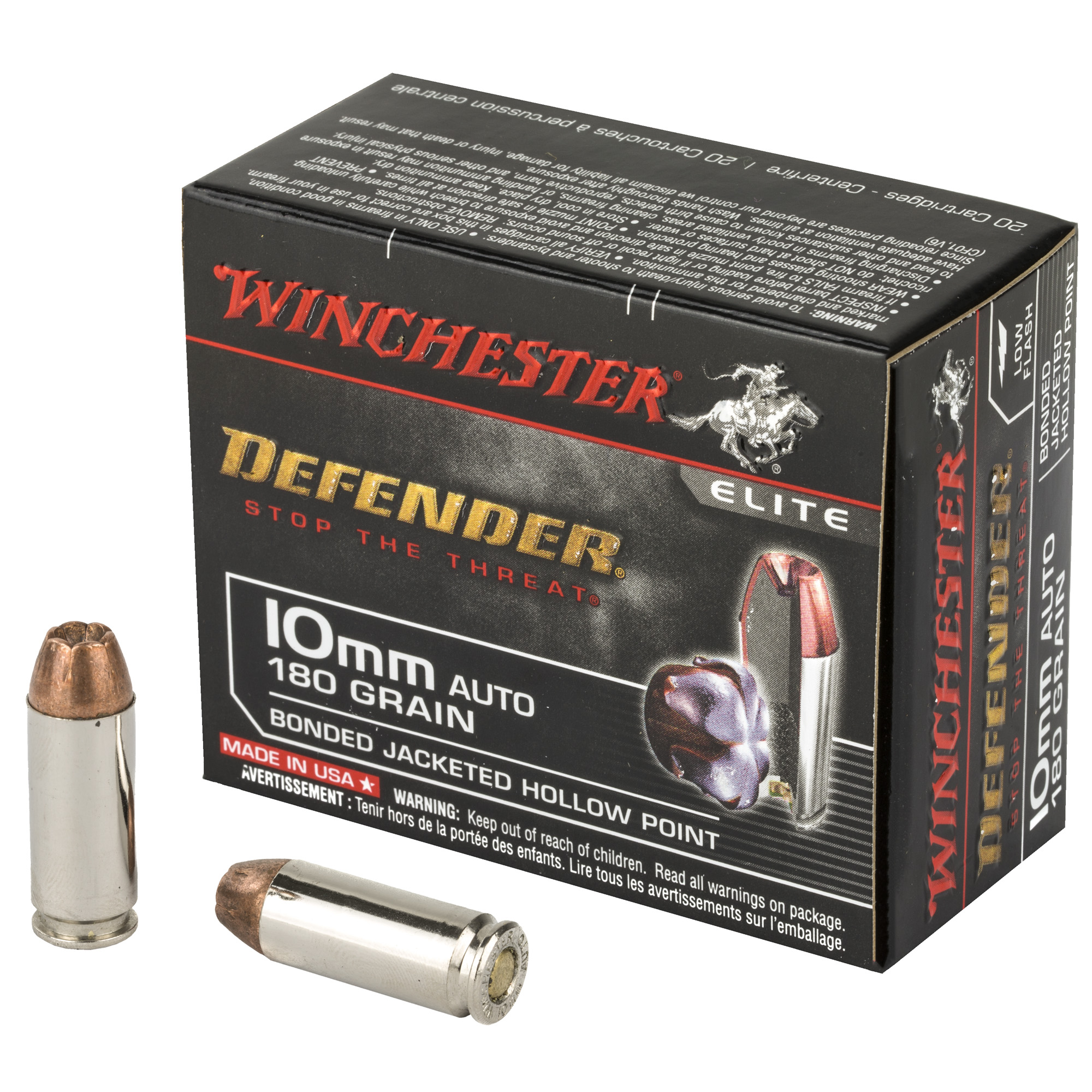 Winchester Defender 10mm Luger Bonded Jacket Hollow Point 180 Grain 20 Rounds