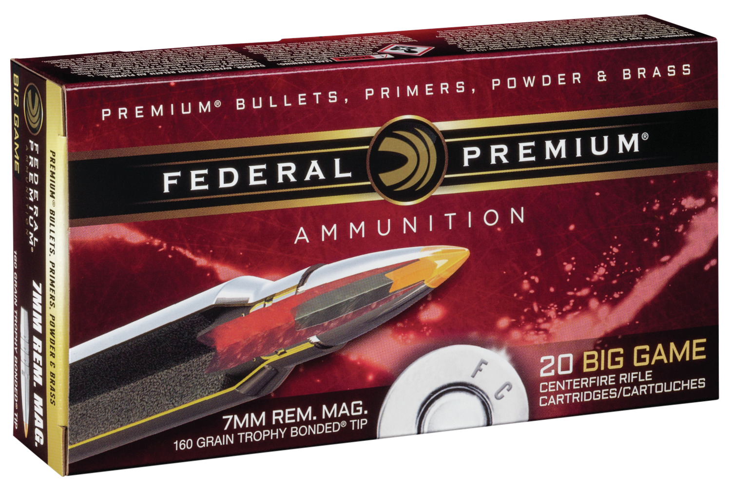 Federal Premium 7mm Remington Magnum Trophy Bonded Tip 160 Grain 20 Rounds