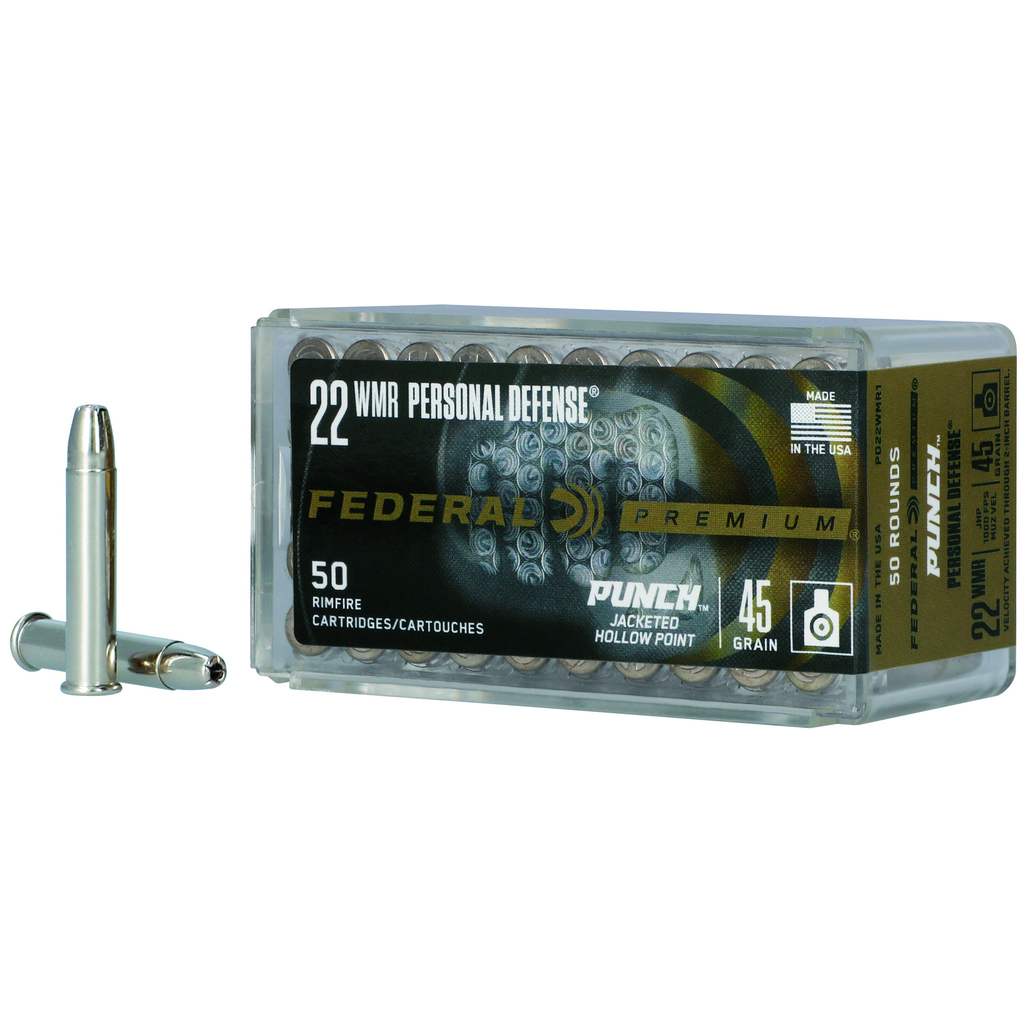 Federal Punch 22 Winchester Magnum Jacketed Hollow Point 45 Grain 50 Rounds