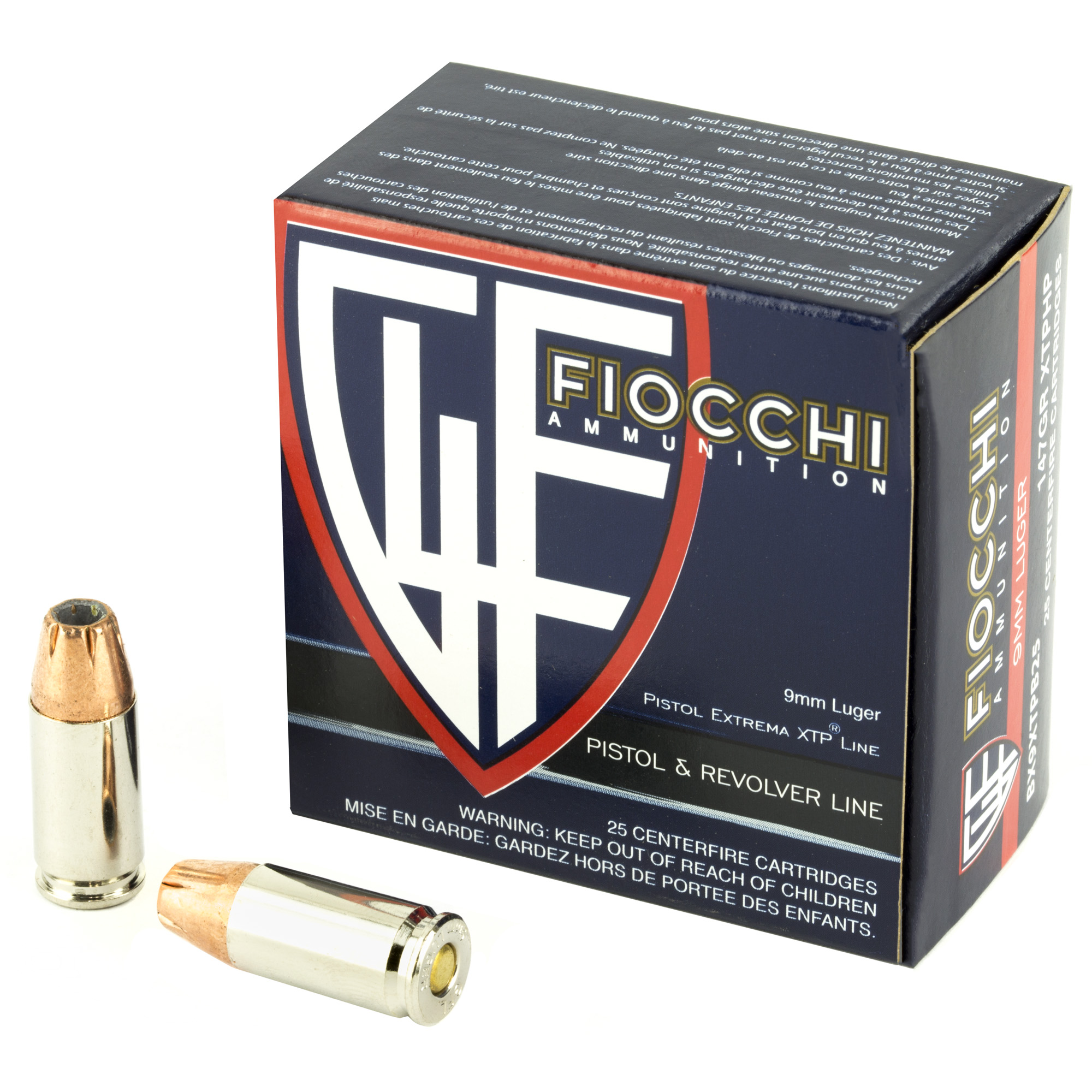 Fiocchi Hyperformance Defense 9mm Luger XTP Hollow Point 147 Grain 25 Rounds