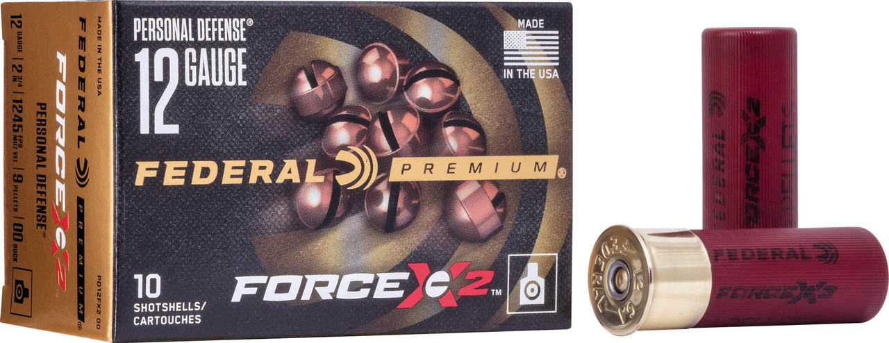 Federal, Force X2, 12 Gauge, 00 Buckshot, 9 Pellets, 10 Rounds