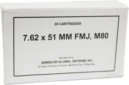 Armscor 7.62x51mm NATO Full Metal Jacket 147 Grain 20 Rounds