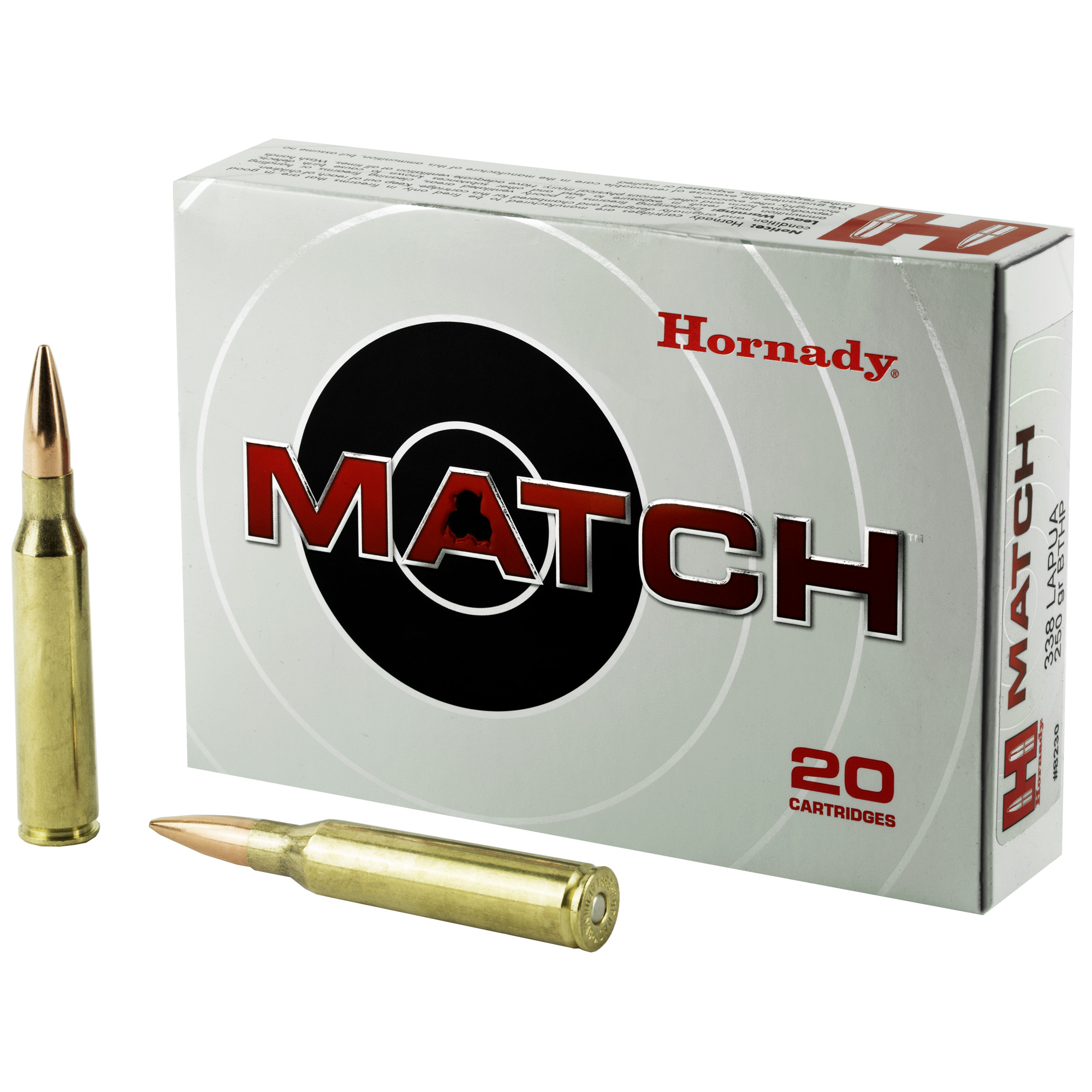 Hornady Custom Rifle Ammo 338 Lapua Mag 250 gr. BTHP 20 rd.