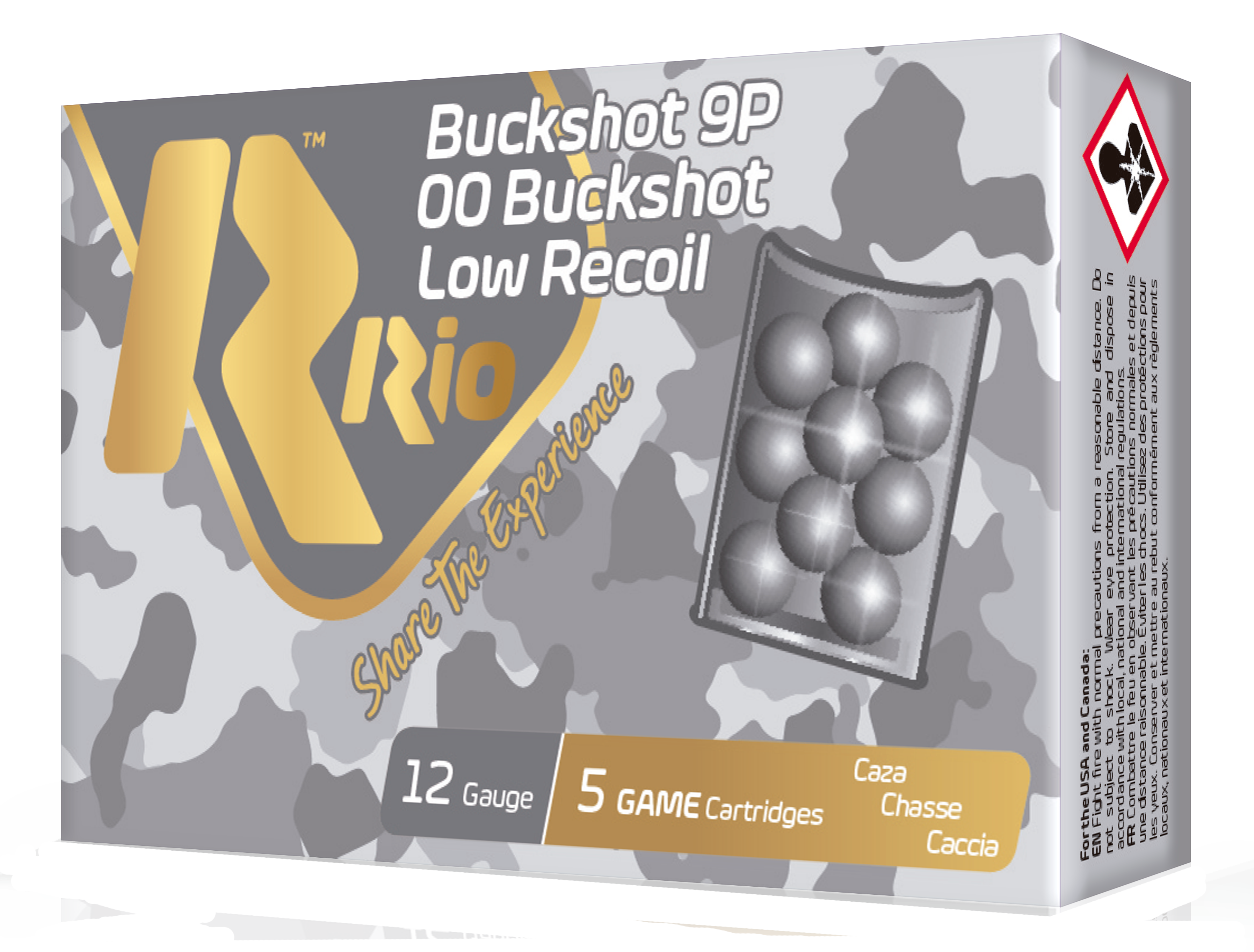 Rio Ammunition RBLR129 Royal Buck Low Recoil 12Gauge 2.75" 9Pellets 00Buck Shot 5 Rounds