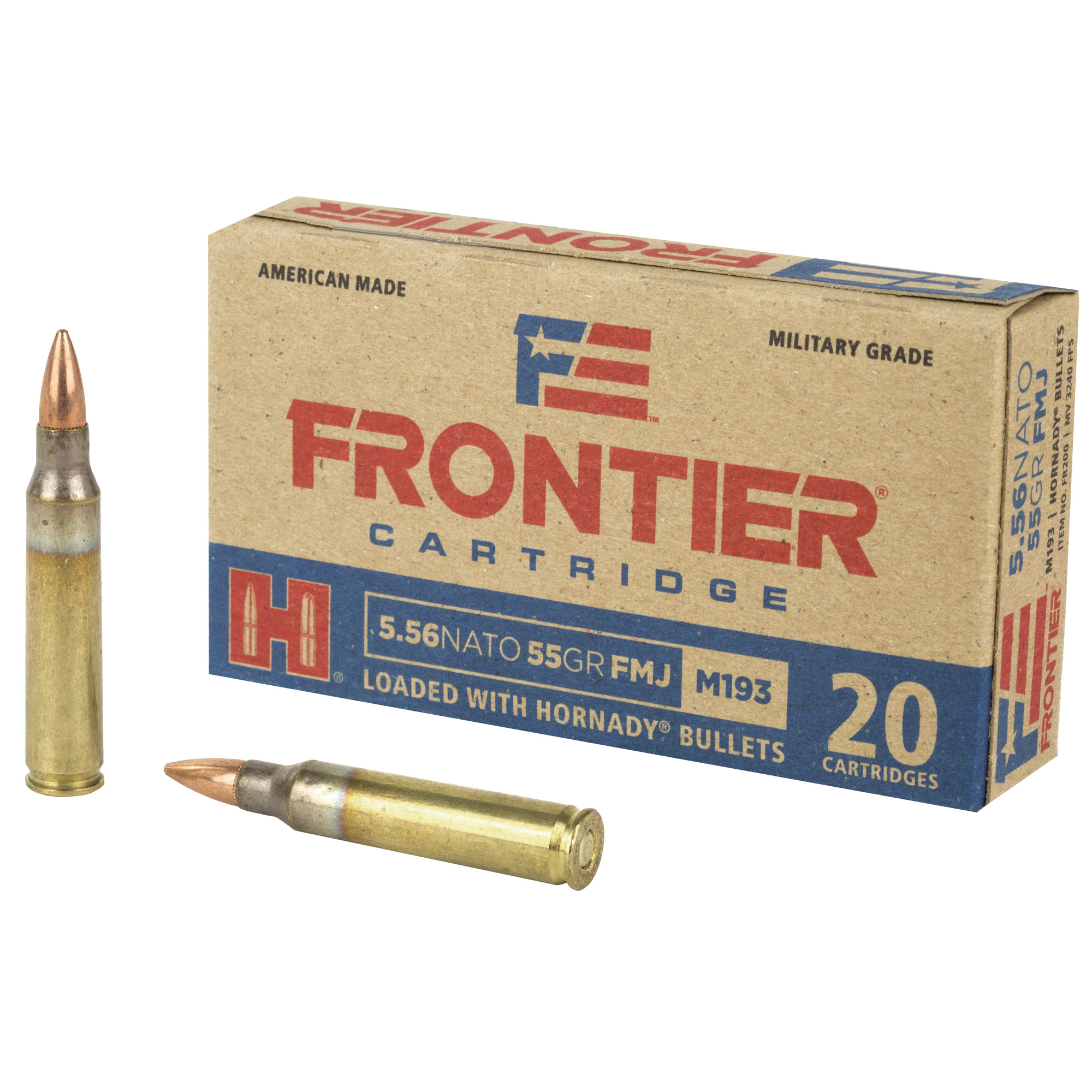 Hornady Frontier Rifle Ammo 5.56 NATO 55 gr. FMJ 20 rd.