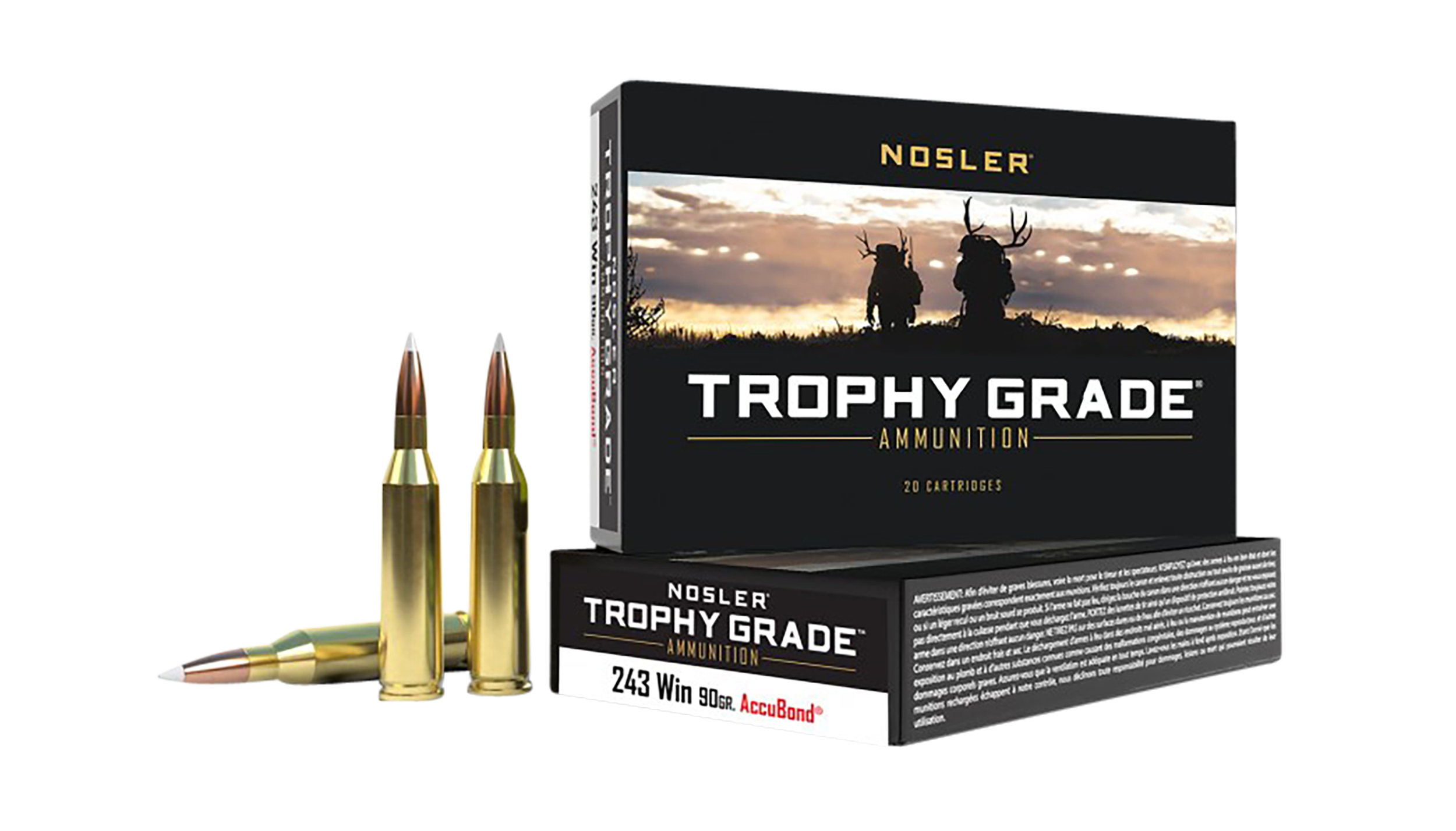 Nosler Trophy Grade 243 Winchester AccuBond 90 Grain 20 Rounds
