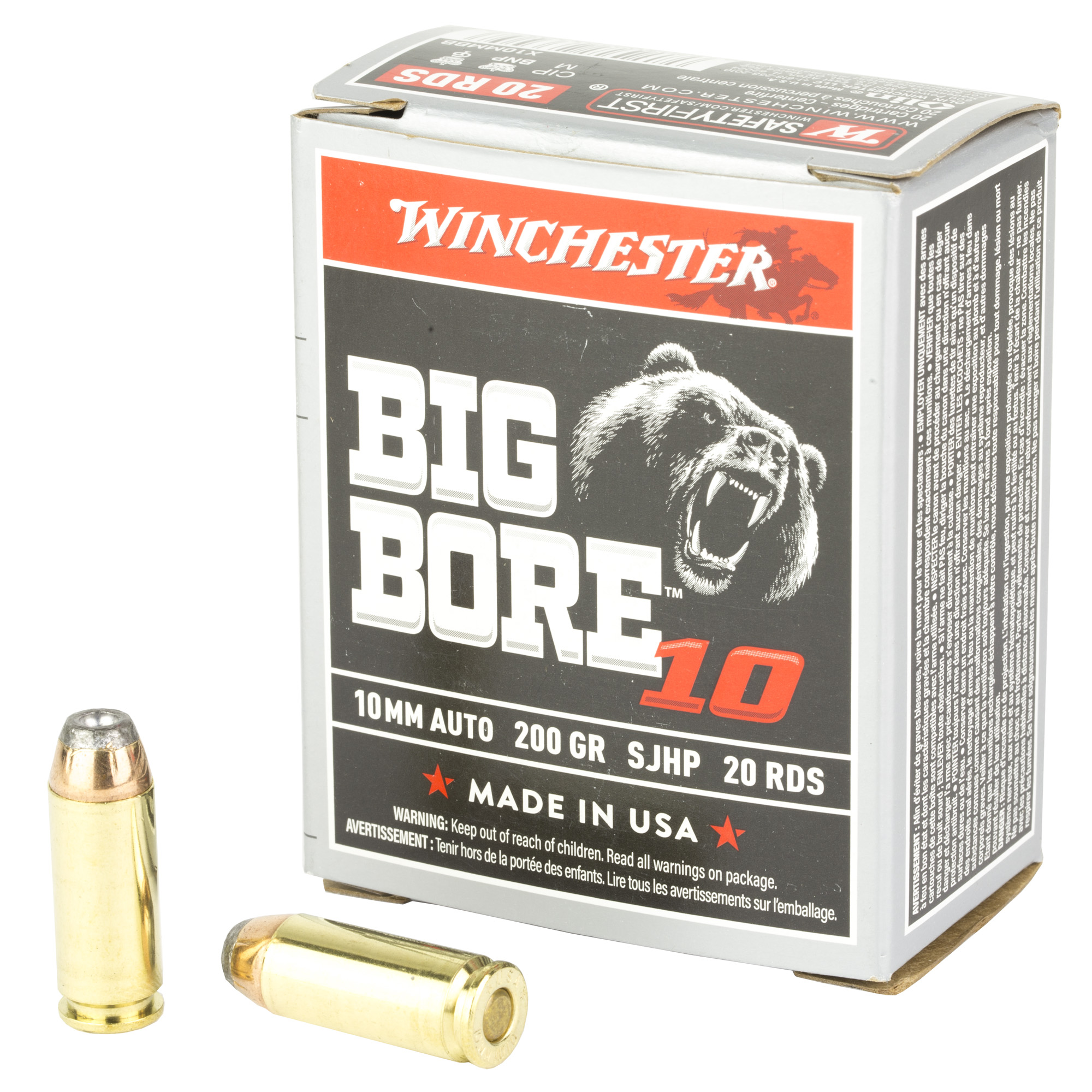 Winchester Big Bore 10mm Auto Semi Jacketed Hollow Point 200 Grain 20 Rounds