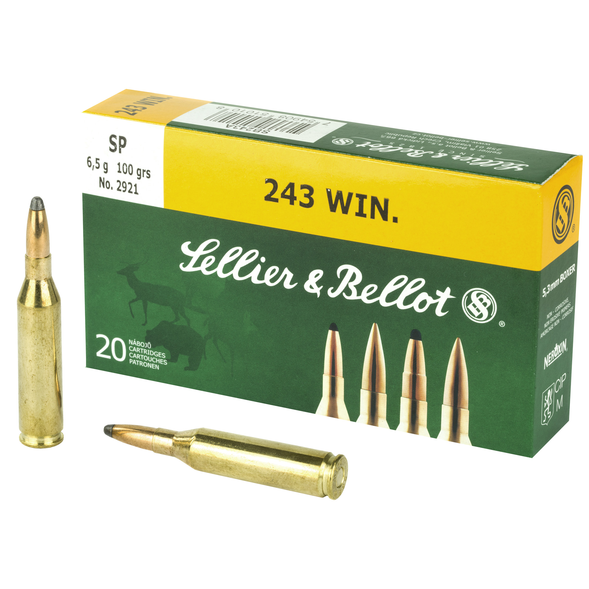 Sellier & Bellot Rifle .243 Winchester Soft Point 100 Grain 20 Rounds