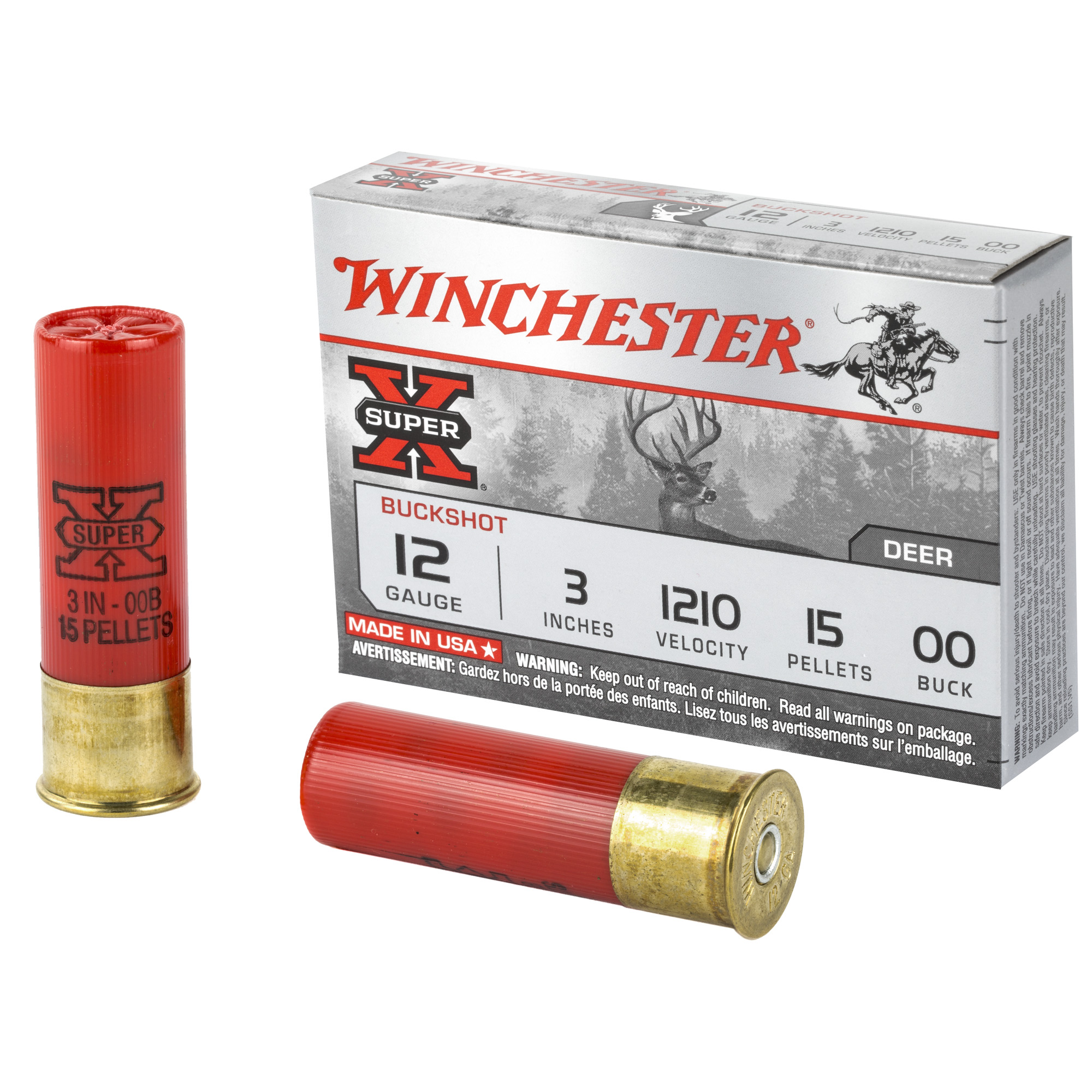 Winchester, Super-X Magnum Buffered Shot, 12 Gauge, Buckshot, 5 Rounds
