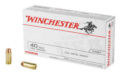 Winchester Usa 40 Smith and Wesson Metal Jacket Flat Nose 165 Grain 50 Rounds