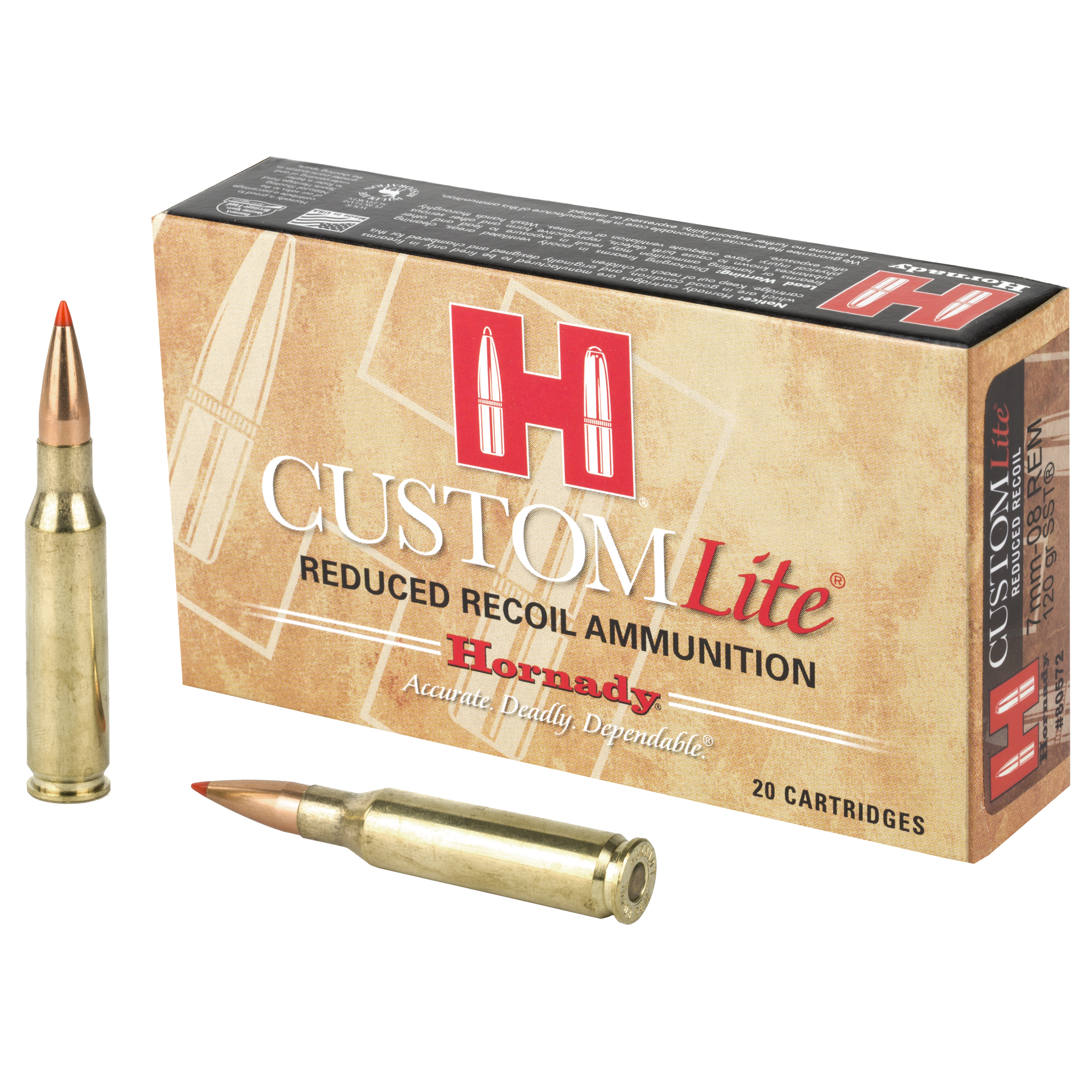 Hornady Custom Lite 7mm-08 Remington Super Shock Tip 120 Grain 20 Rounds