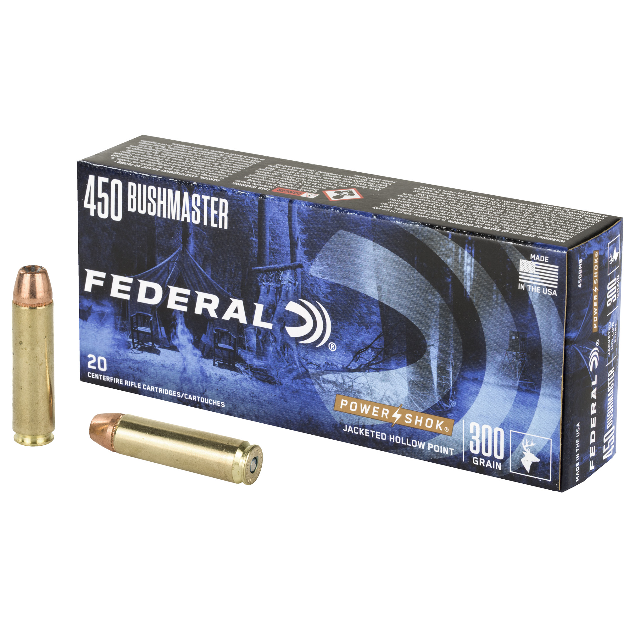 Federal Power-Shok Rifle Ammo 450 Bushmaster 300 gr. SP 20 rd.