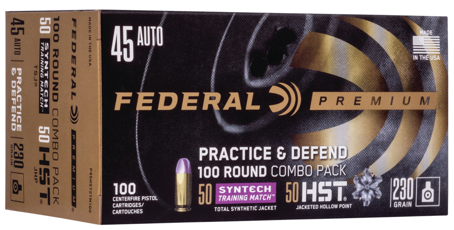 Federal Practice & Defend 45 ACP HST Syntech 230 Grain 100 Rounds