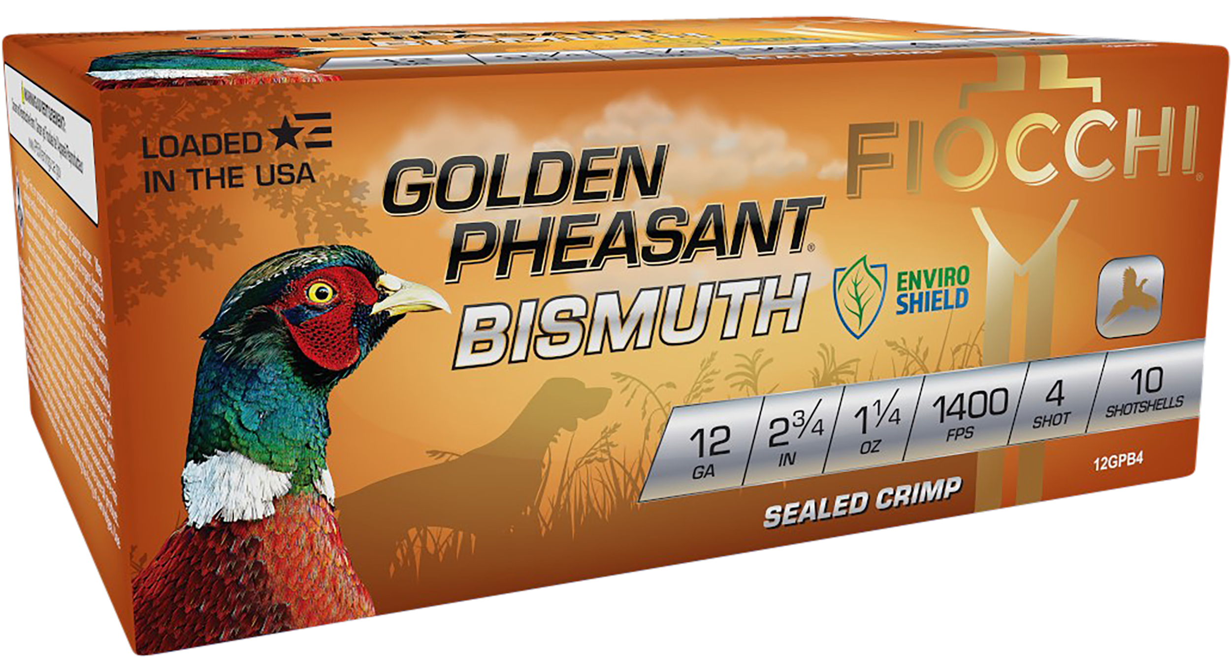 Fiocchi, Golden Pheasant Bismuth, 12 Gauge, Bismuth Shot, 1-1/4 Oz, 10 Rounds