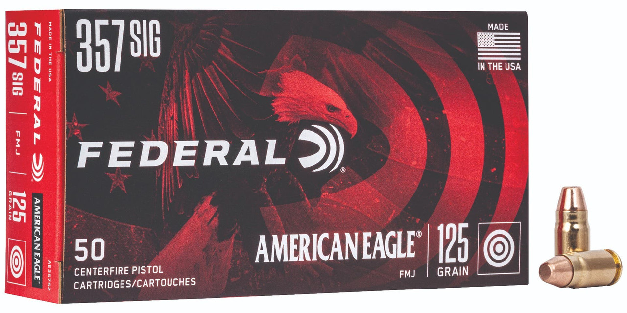 Federal American Eagle Pistol Ammo 357 Sig 125 gr. FMJ 50 rd.